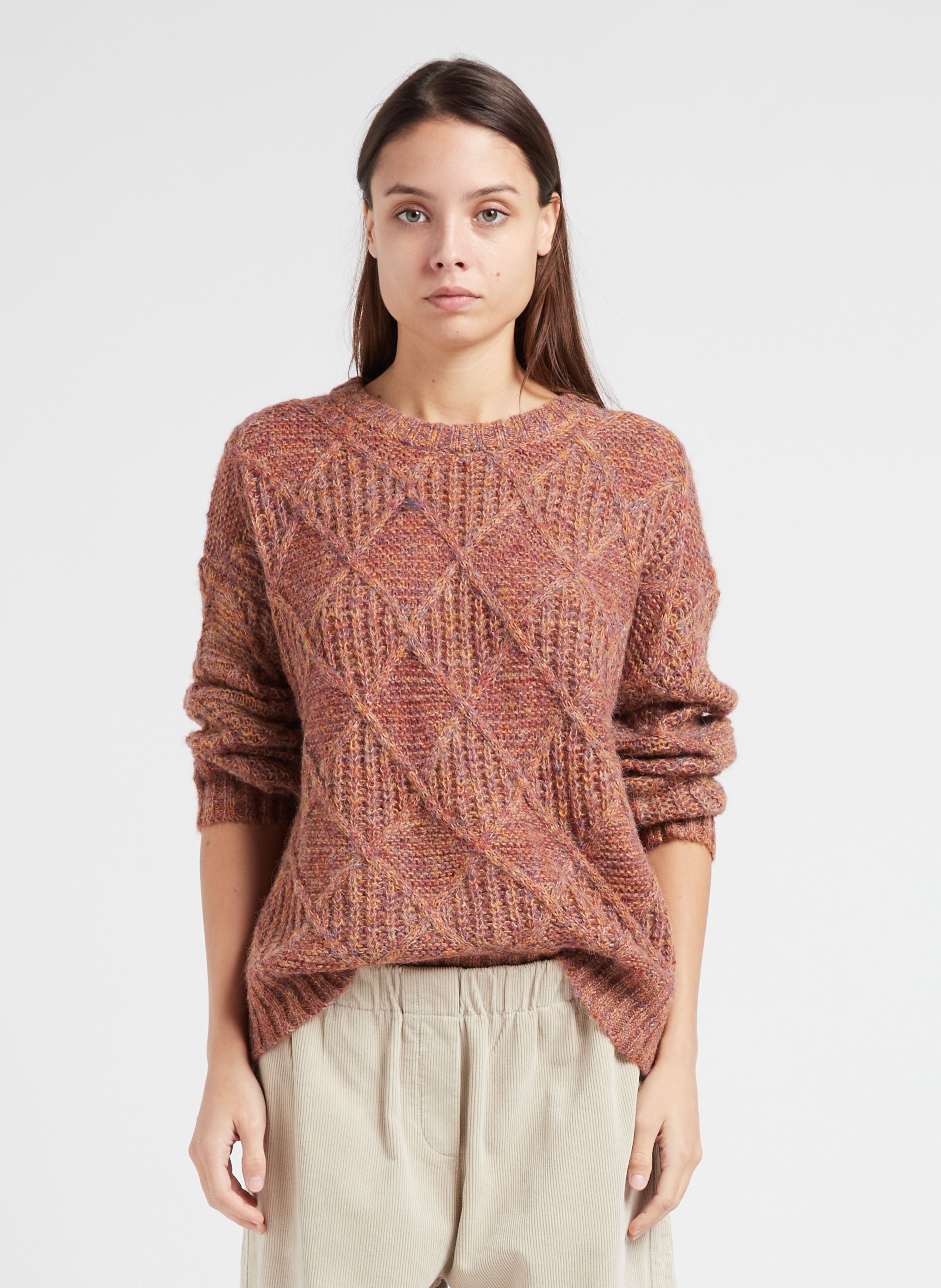 Multi colored hotsell cable knit sweater