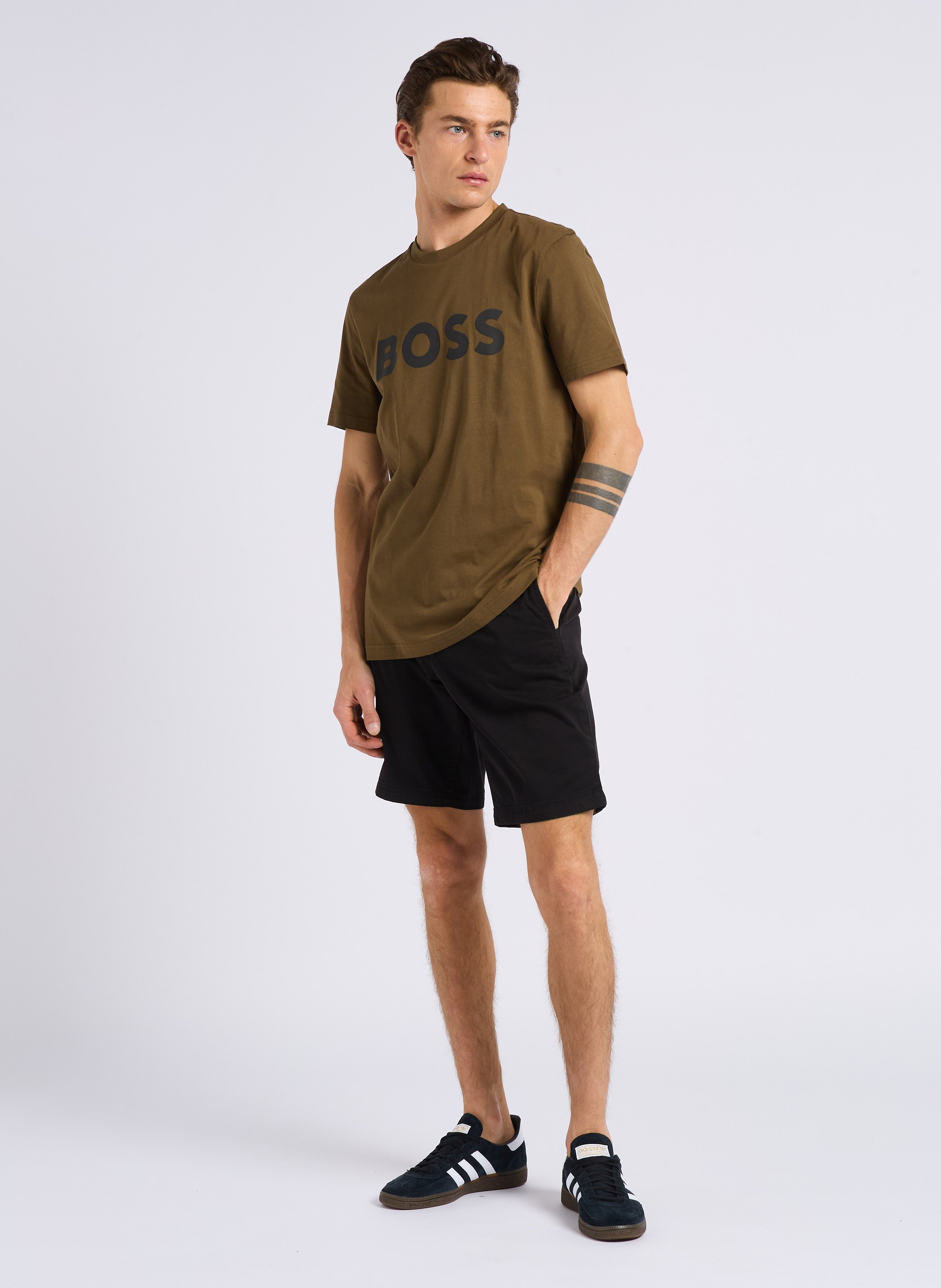 Low-top lace-up leather trainers ADIDAS Black