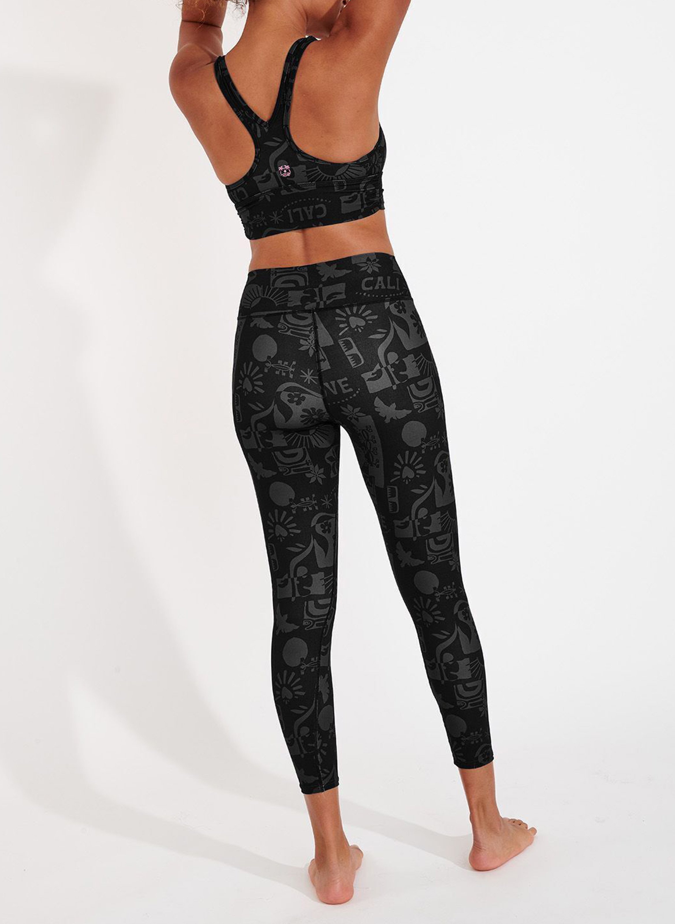 Printed sports leggings BANANA MOON Black