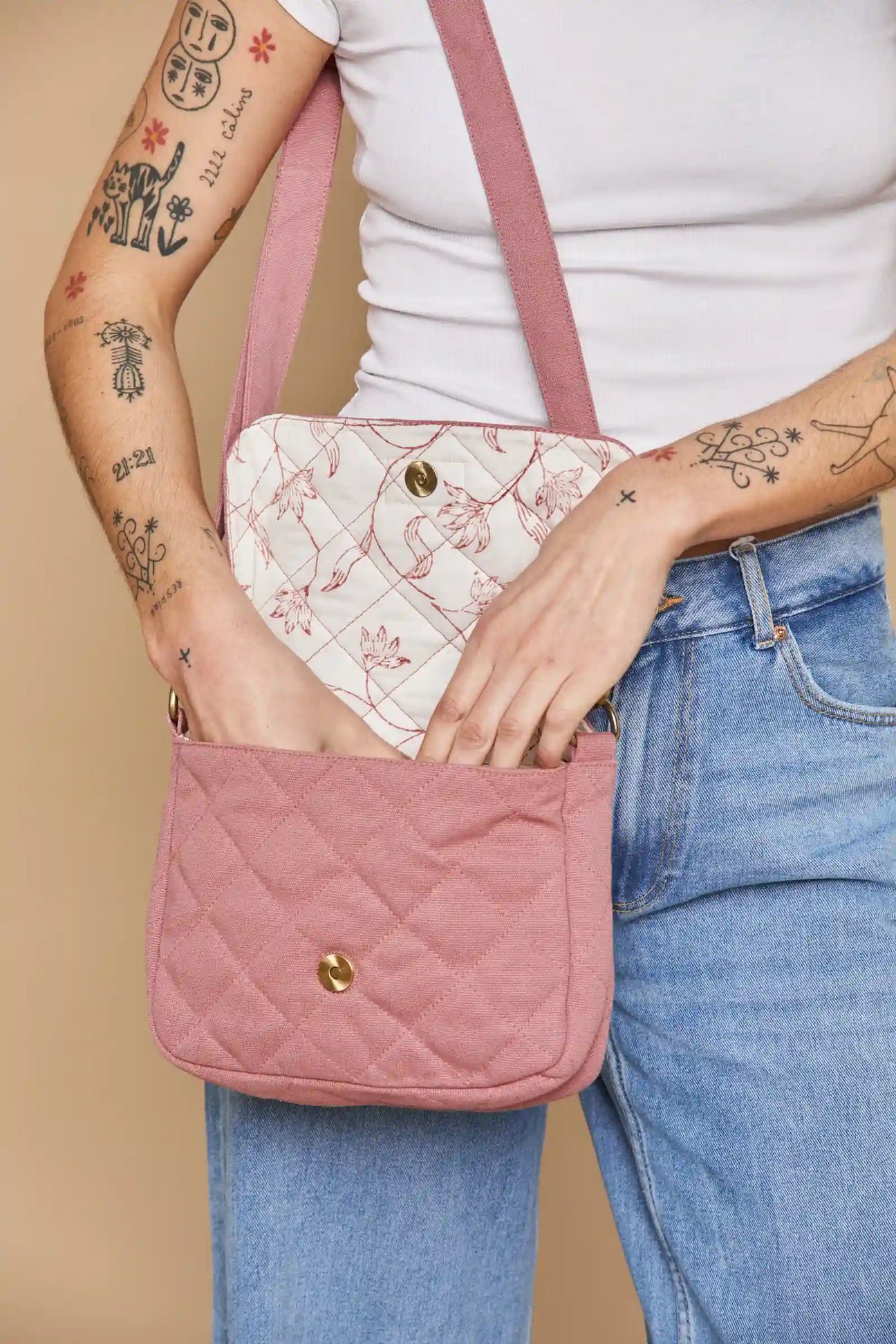 Cotton handbag HINDBAG Pink