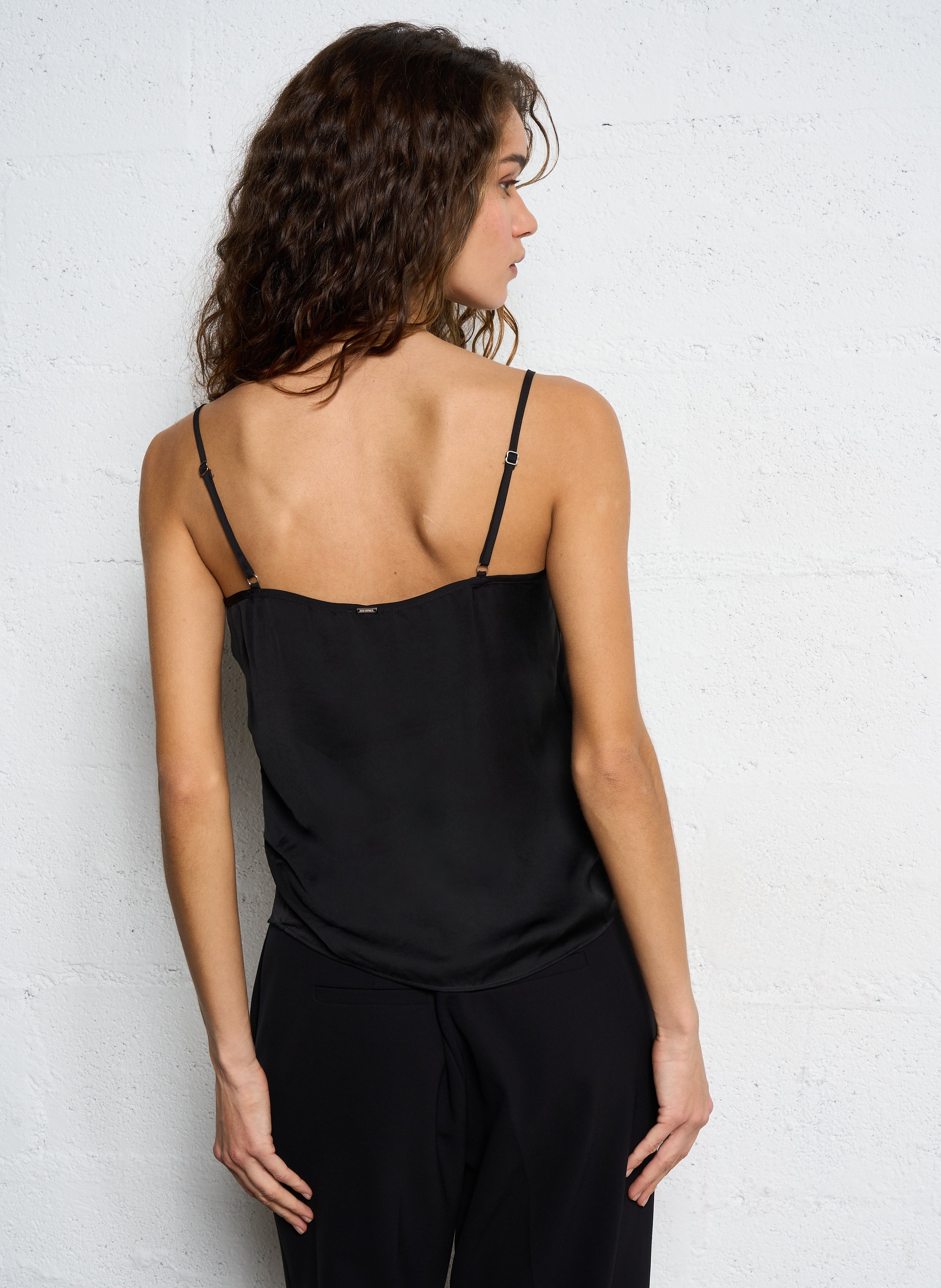 Spitzen-Trägertop aus Satin IKKS Schwarz