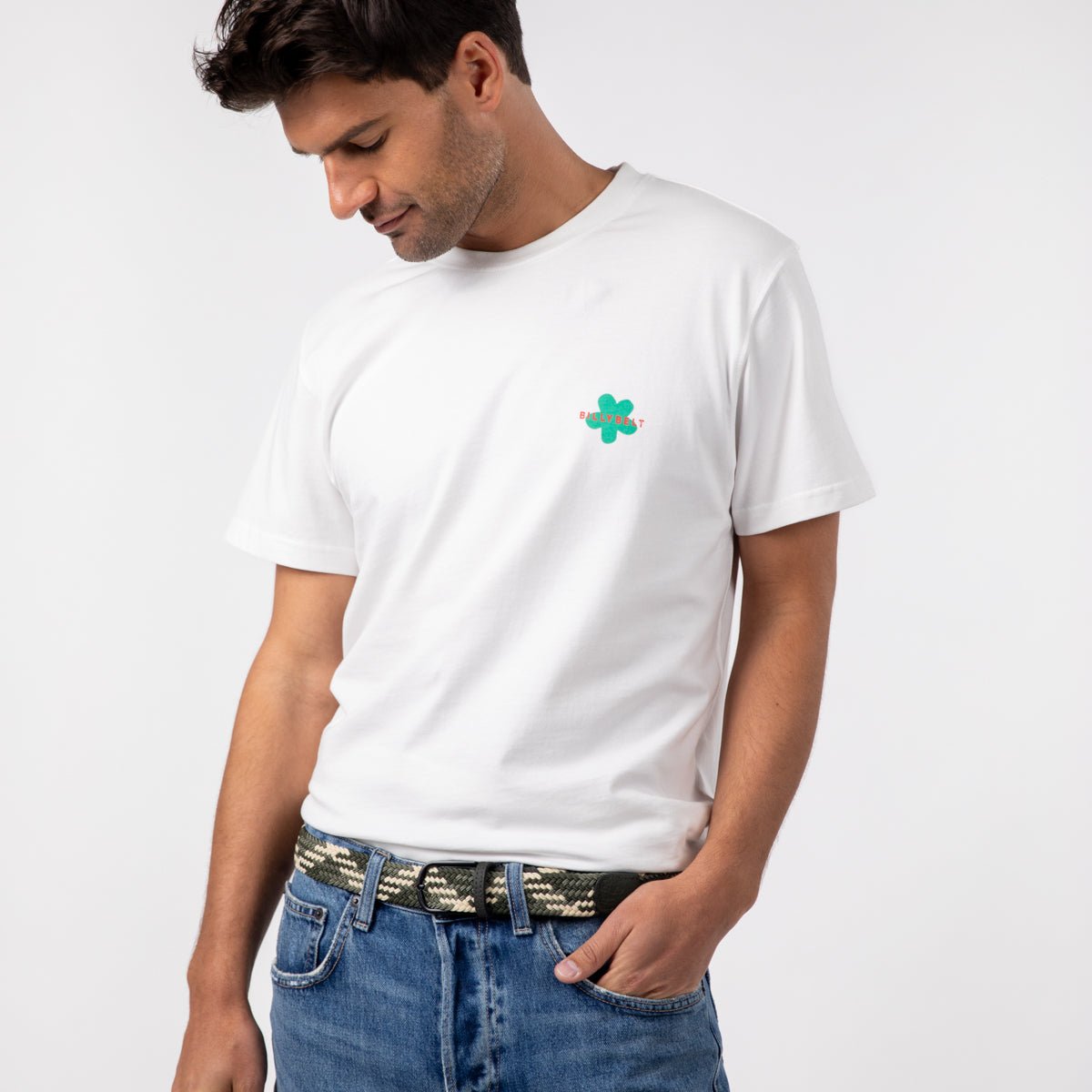 Multicolored braided elastic belt BILLYBELT Green