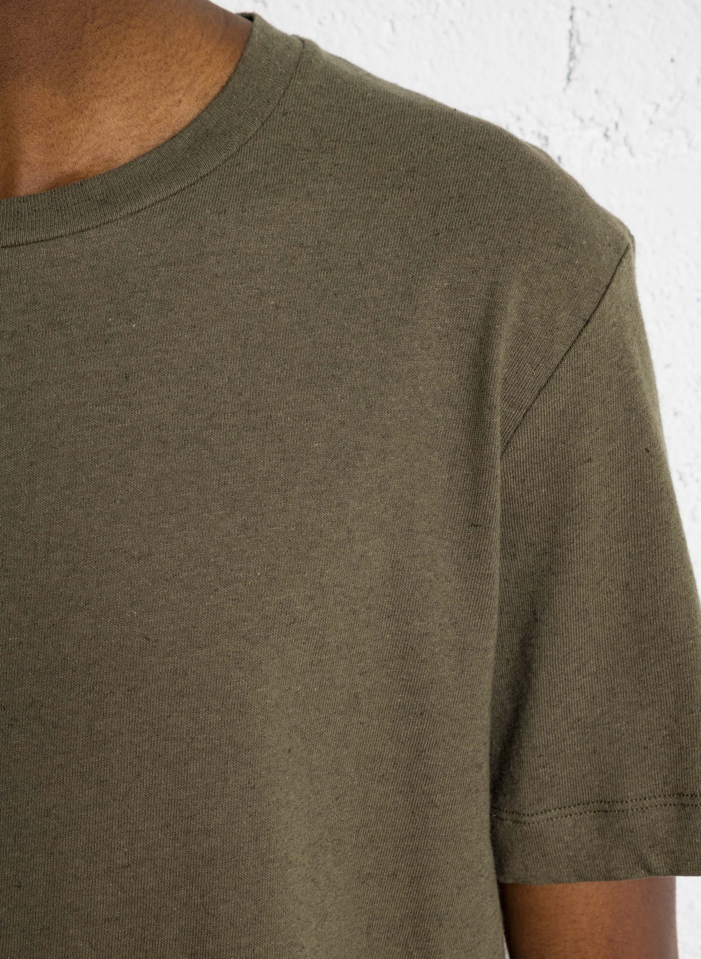 Basic cotton-mix T-shirt AU PRINTEMPS PARIS Khaki