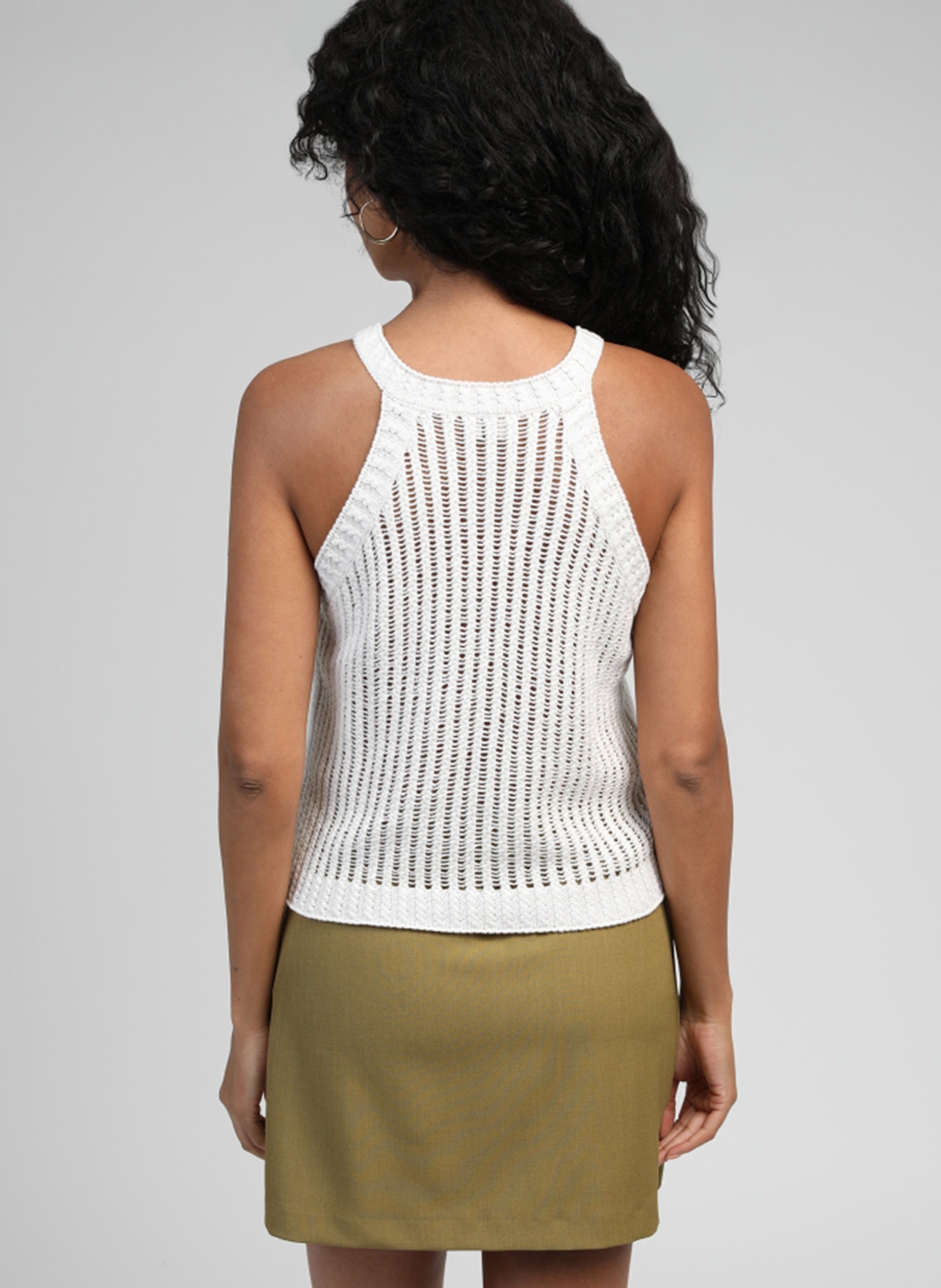 Knitted ribbed sleeveless top AN'GE White