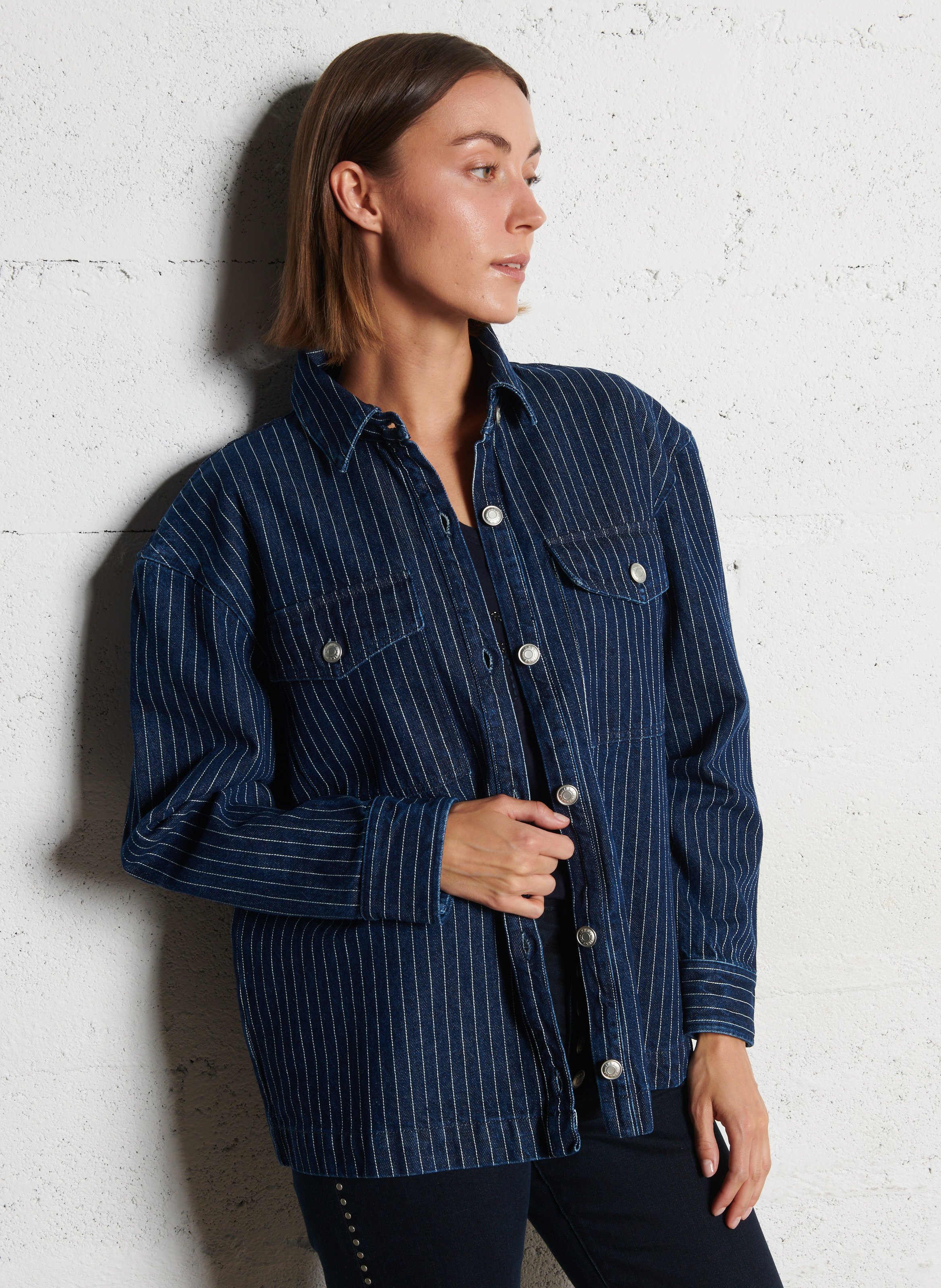 Straight striped cotton shirt IKKS White