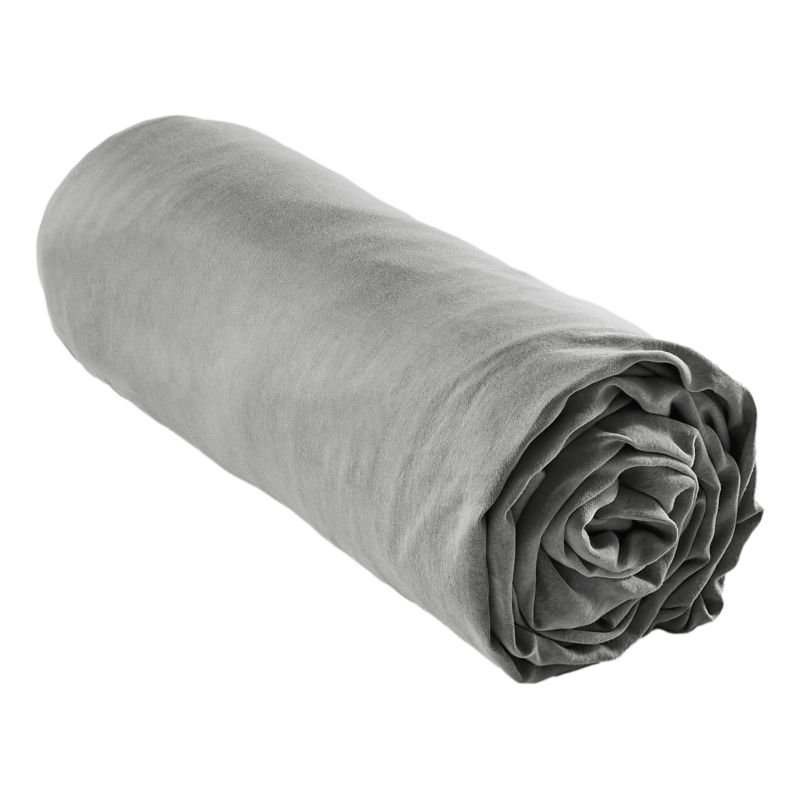 "Fitted sheet "Lysandre" all sizes in "lyocell" butterfly effect" L'EFFET PAPILLON Grey