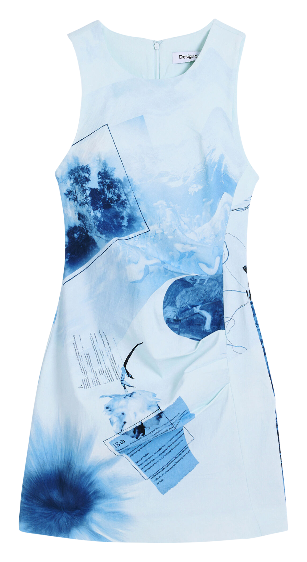 Robe courte col rond à imprimé floral DESIGUAL Bleu