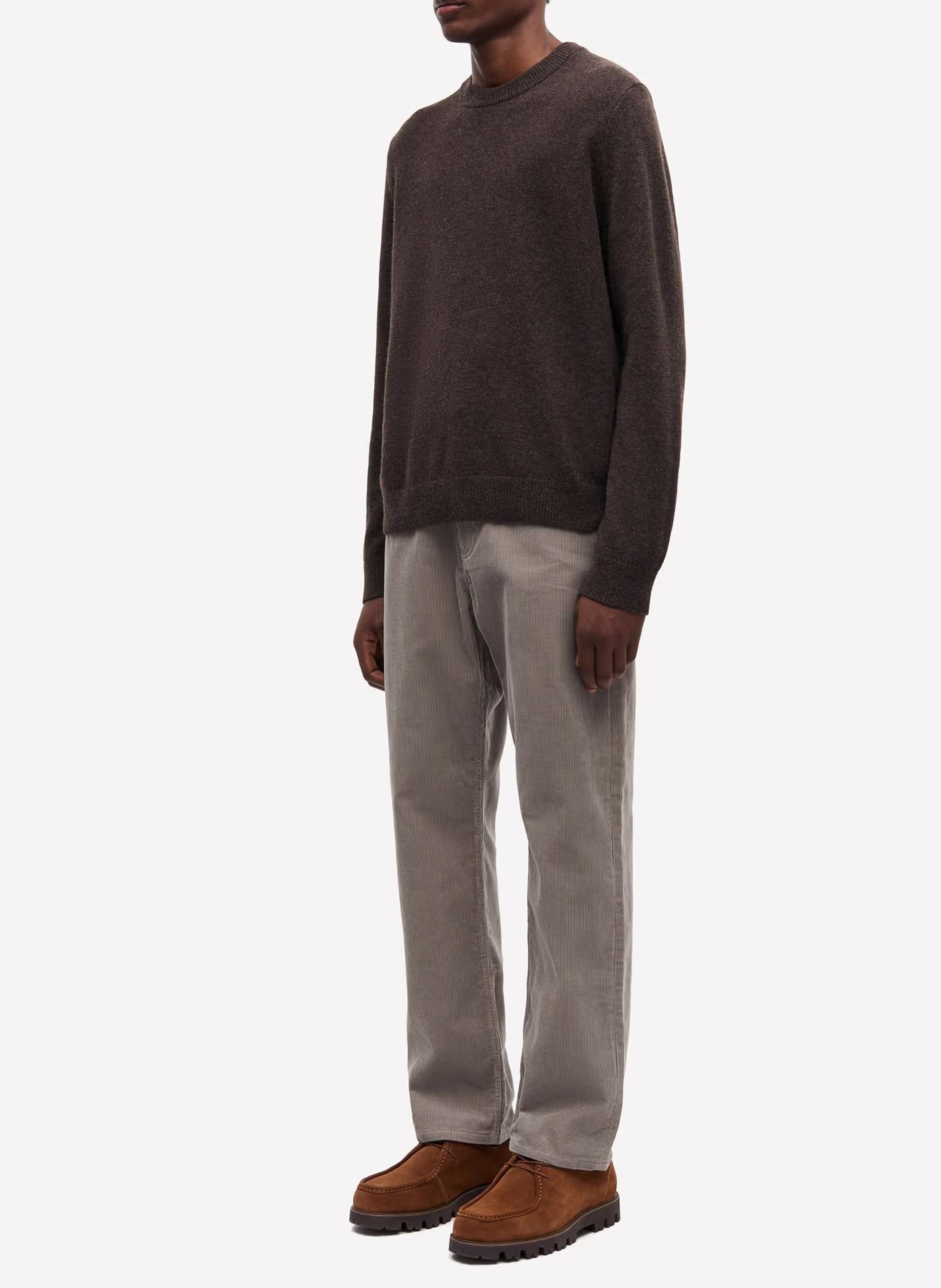 Pull col rond en laine mérinos SAMSOE SAMSOE Marron