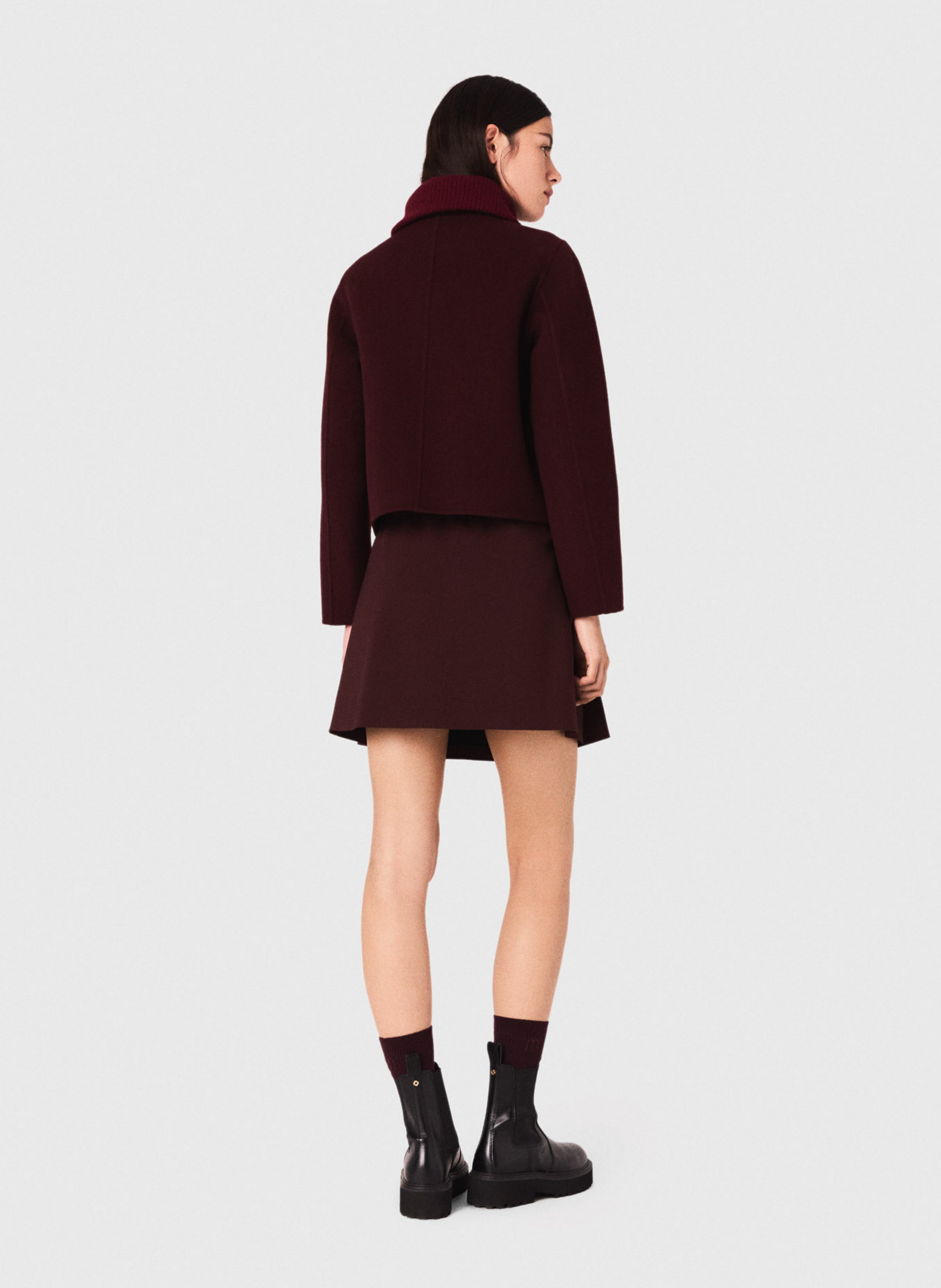 Veste droite col montant en laine mélangée MAJE Rouge