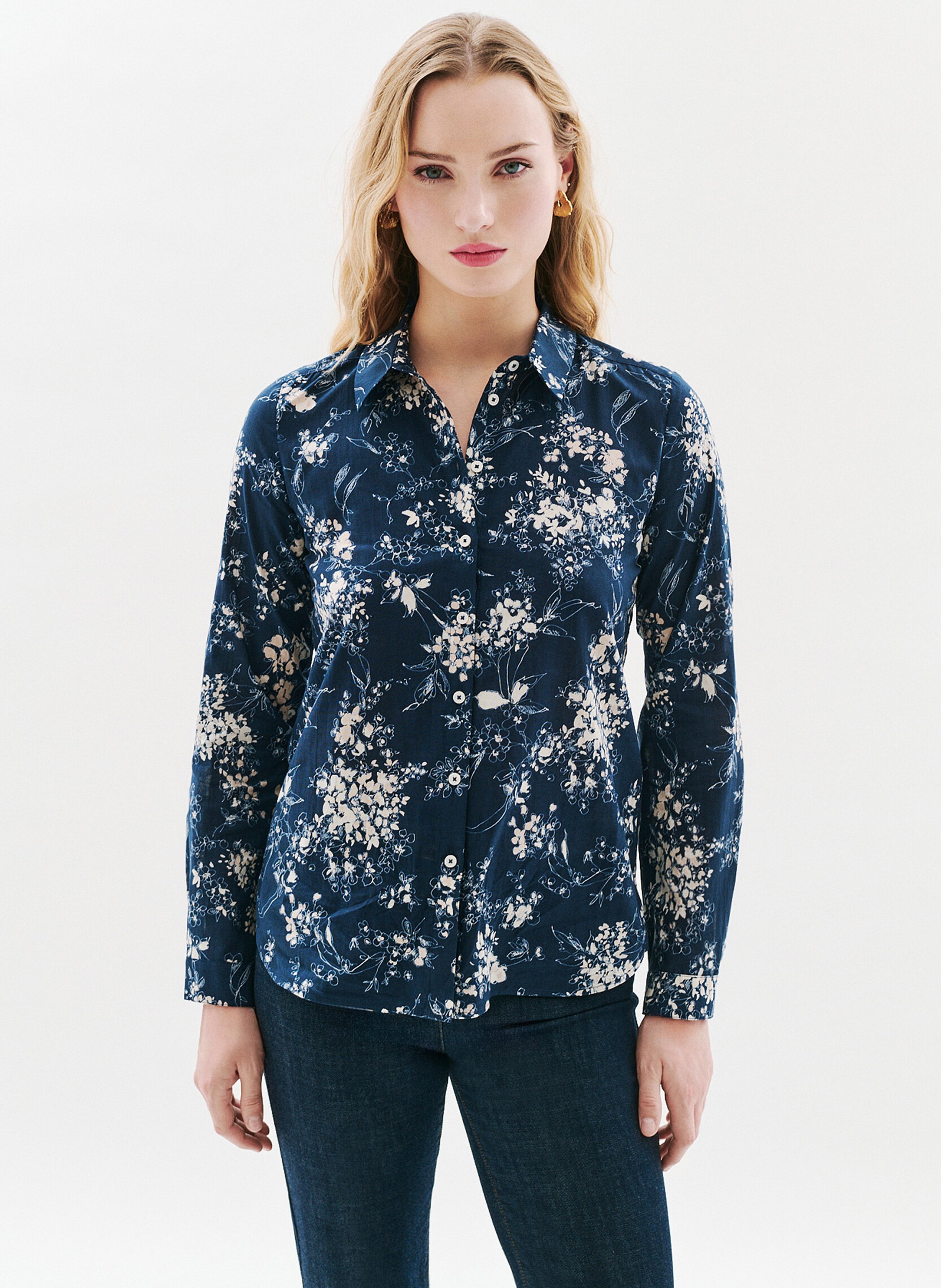 Chemise col classique en coton CAROLL Bleu