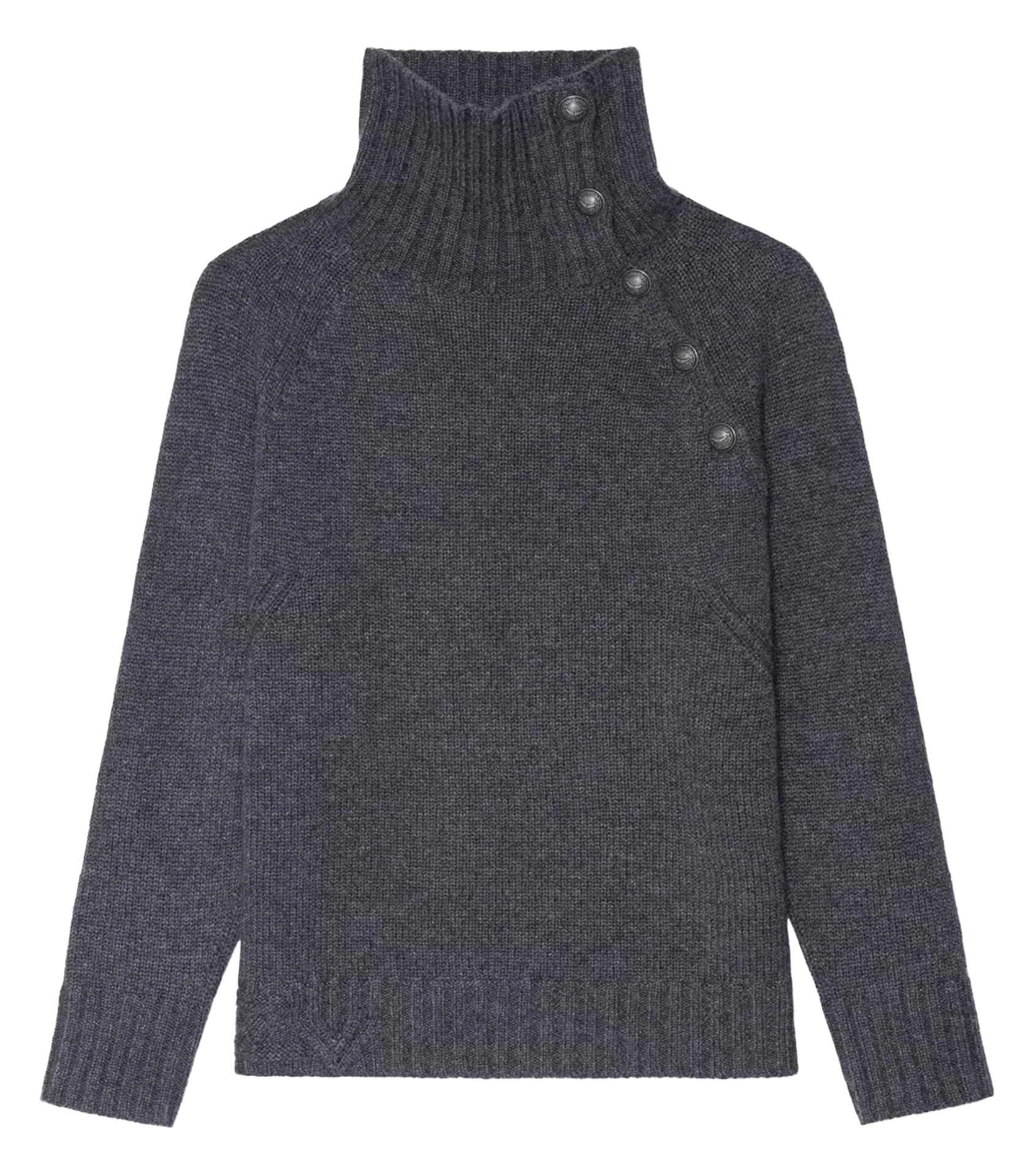 Pull col montant boutonné en cachemire ZADIG&VOLTAIRE Gris