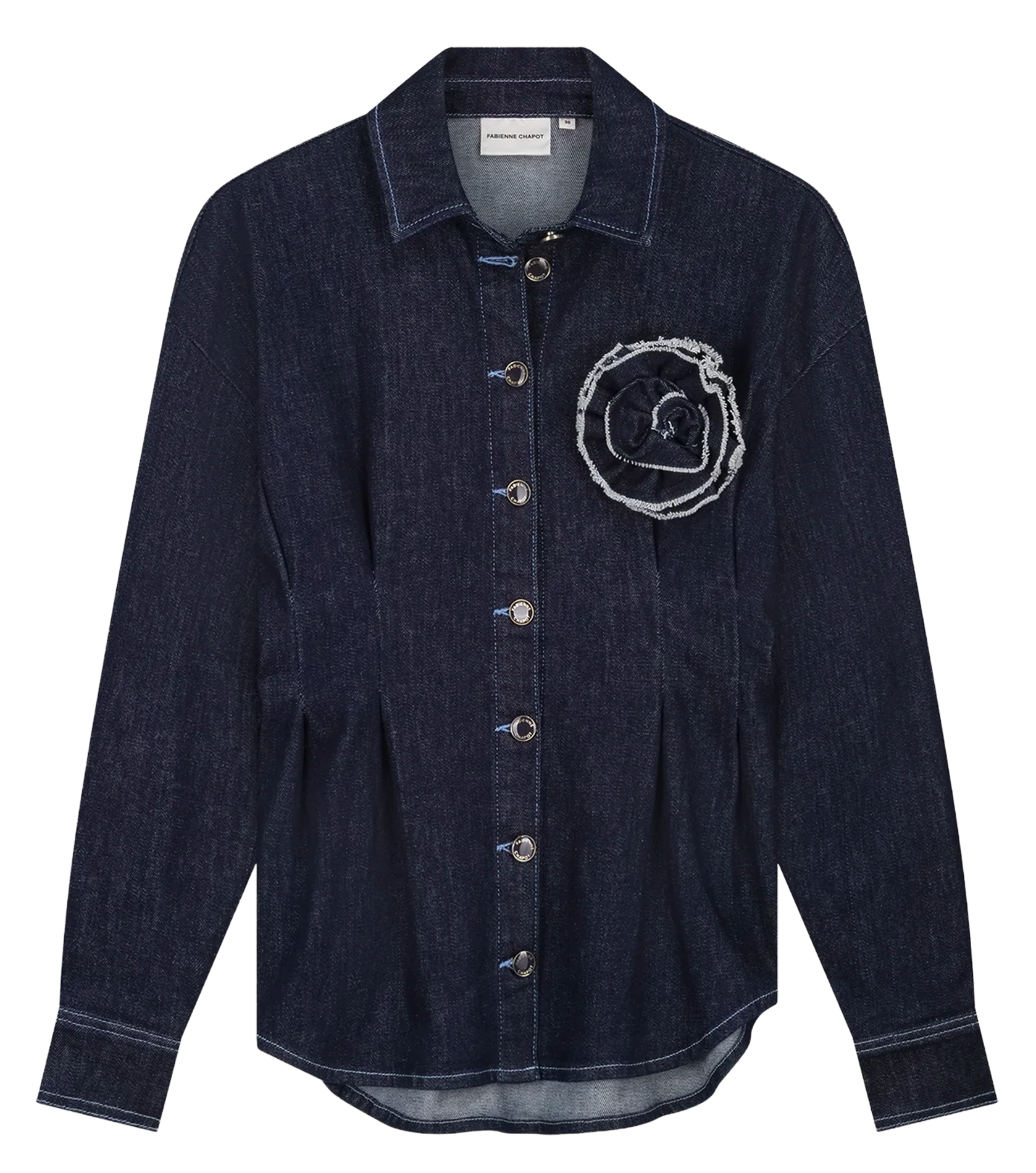 Chemise col classique en denim FABIENNE CHAPOT Bleu