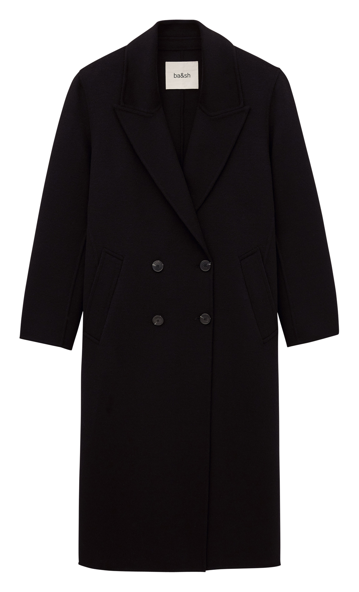 Oversized wool-blend coat with tailored collar BA&SH Black