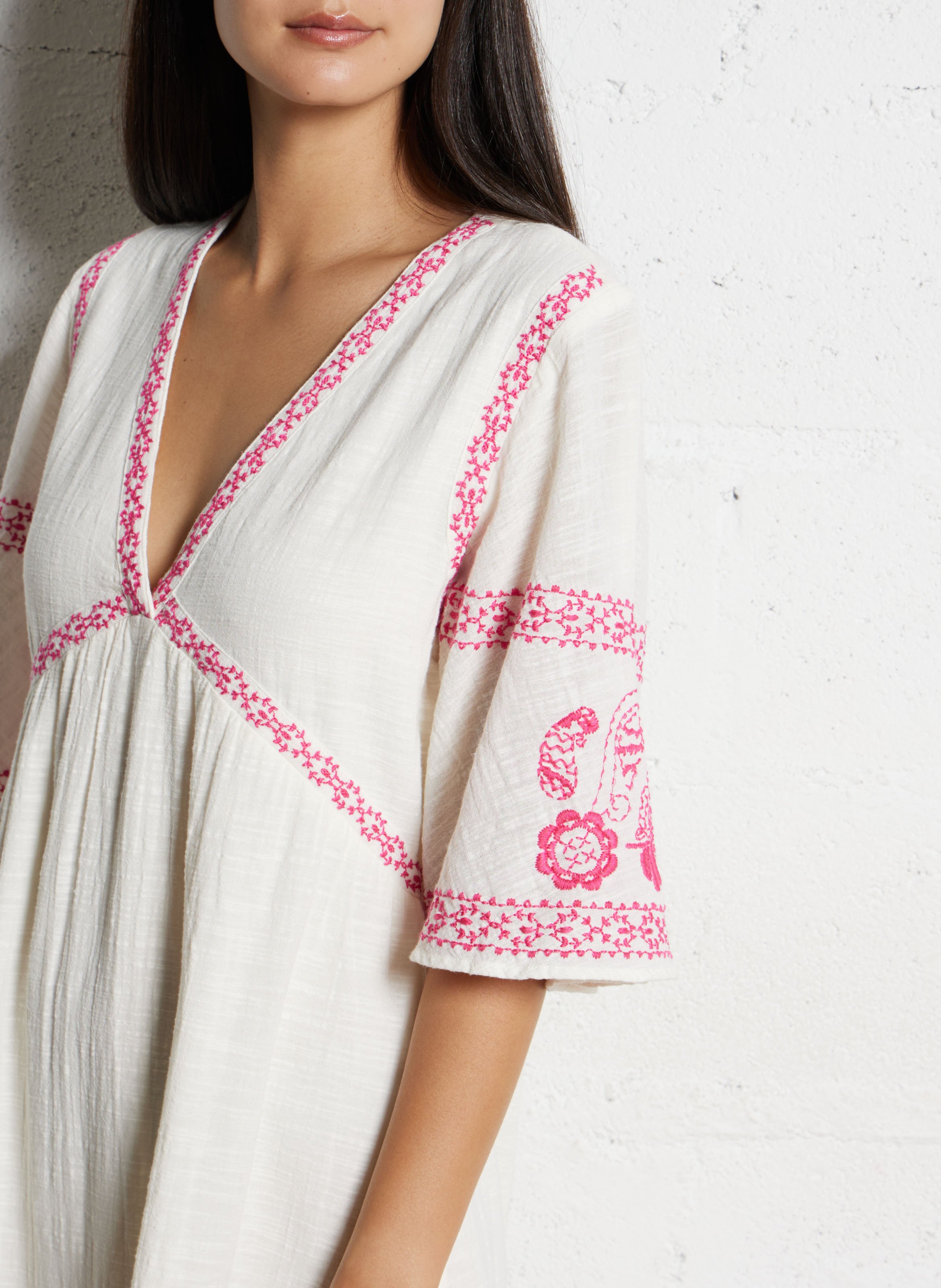 Embroidered cotton midi dress MAISON 123 Pink