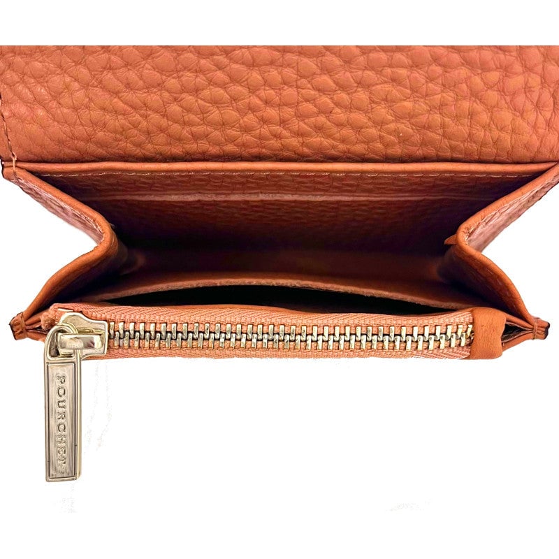 Leather coin purse POURCHET Orange