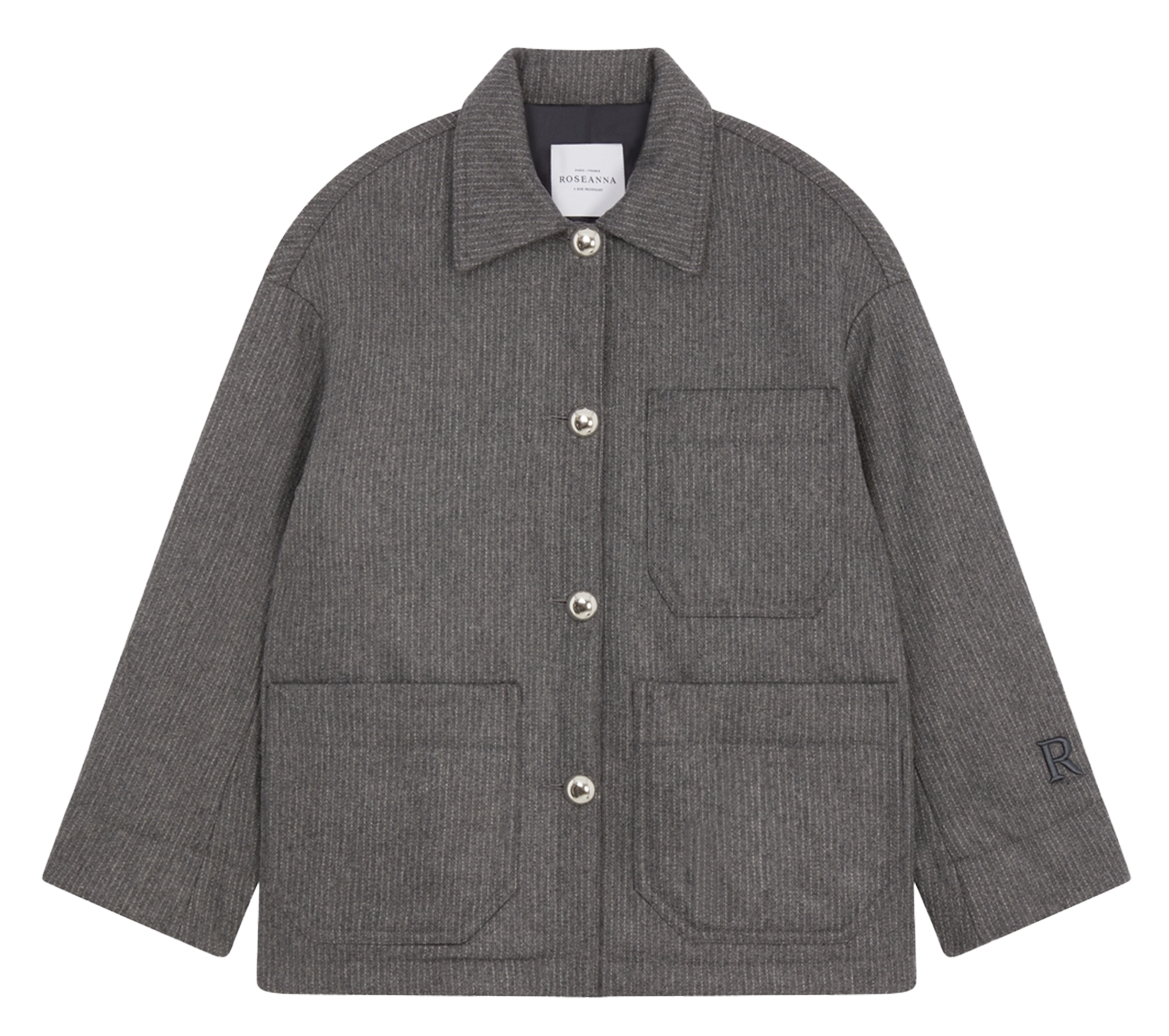 Veste oversize col classique en laine mélangée ROSEANNA Gris