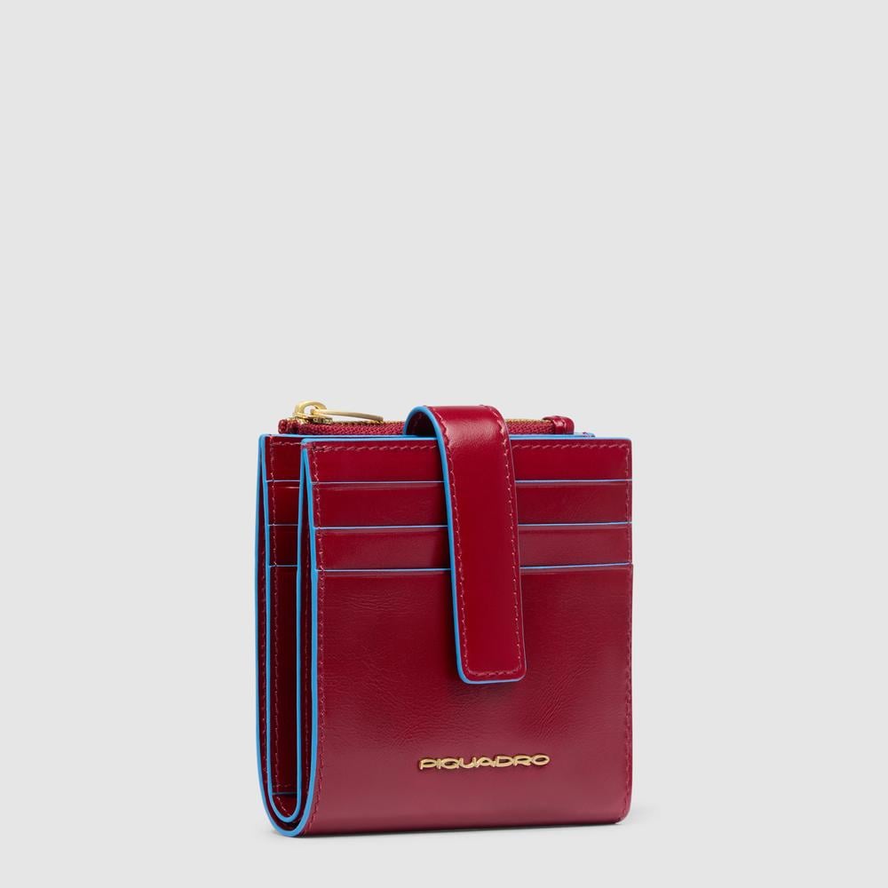Women's leather credit card holder with coin pocket and RFID protection PIQUADRO Red