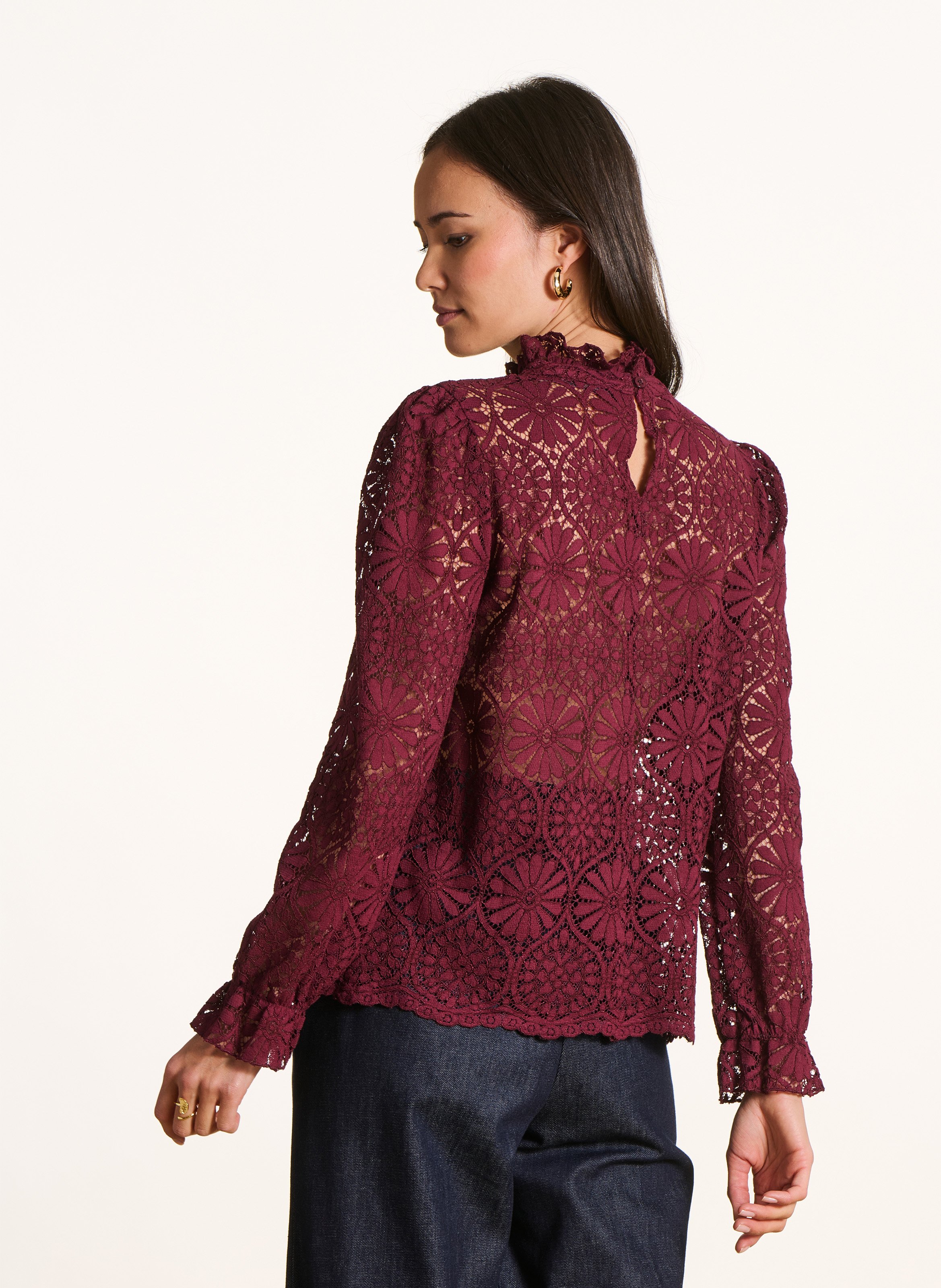 Bluse mit klassischem Spitzkragen LA FEE MARABOUTEE Braun