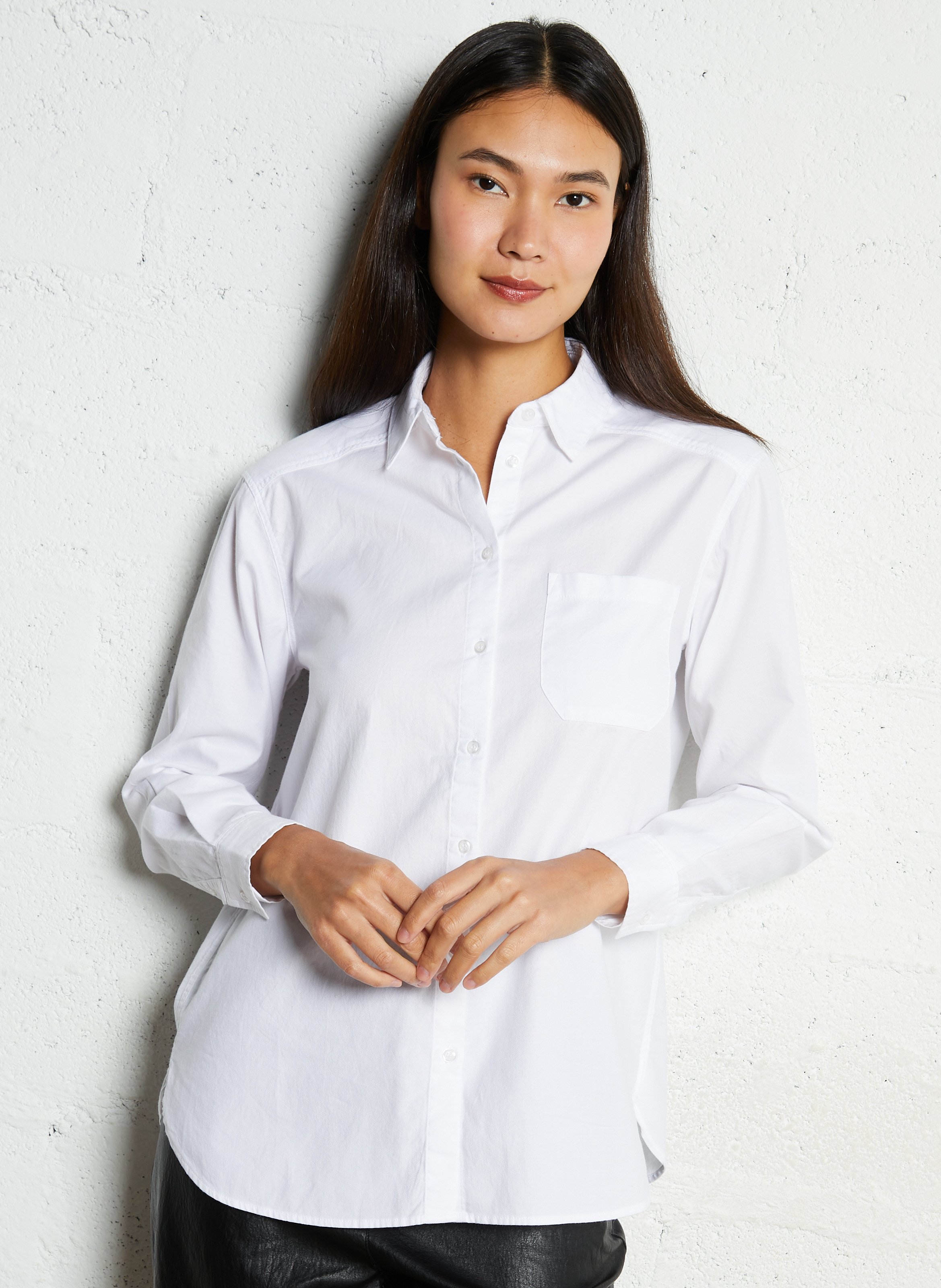 Chemise col classique manches contrastantes en coton MAISON 123 White