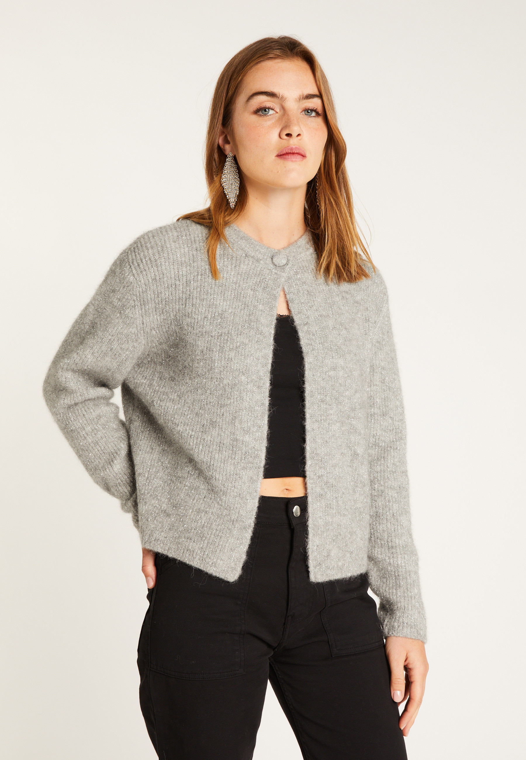 Collarless wool-blend cardigan MAISON MONTAGUT