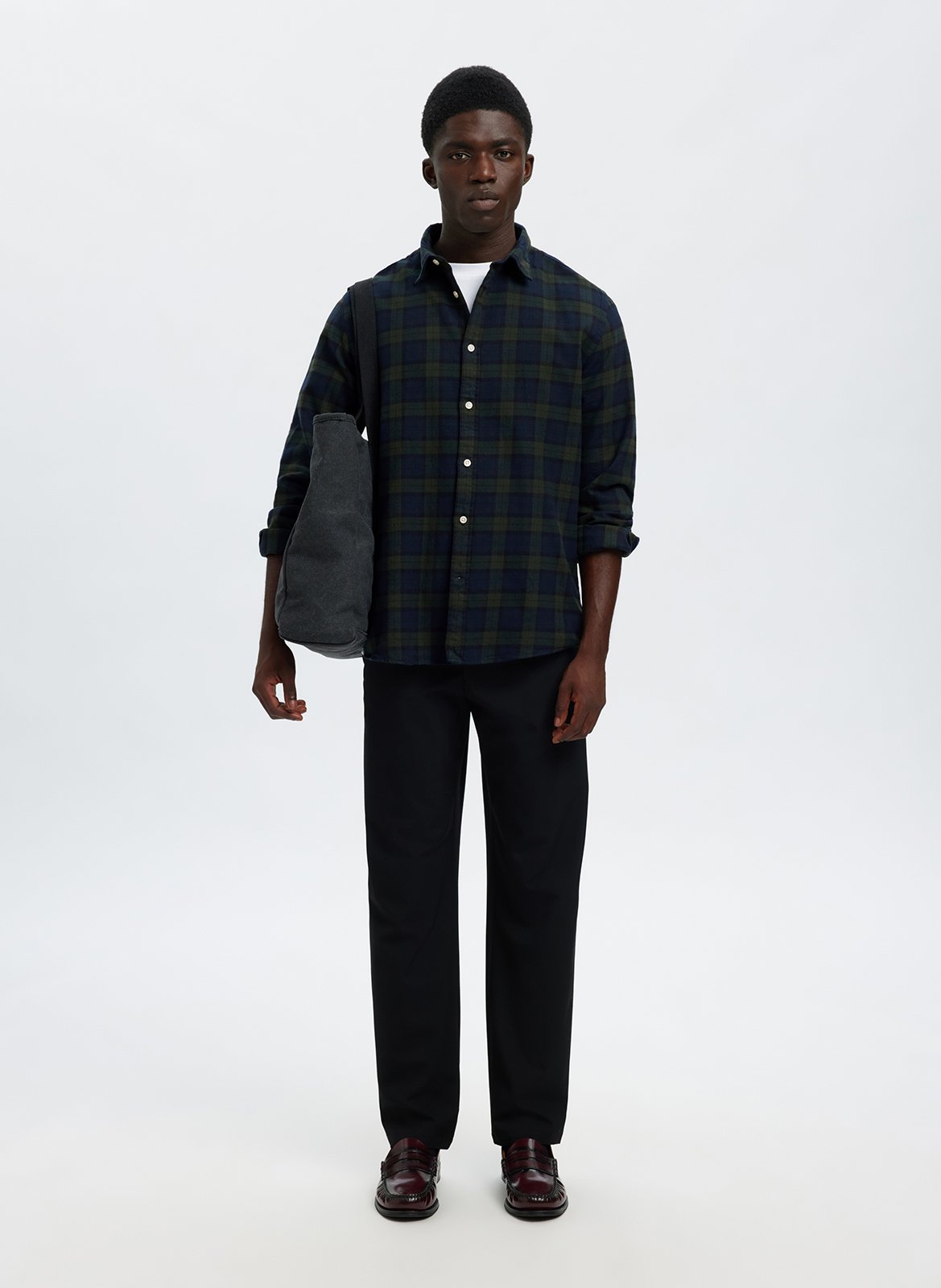 Bio-Baumwollbluse mit klassischem Kragen SELECTED Grun