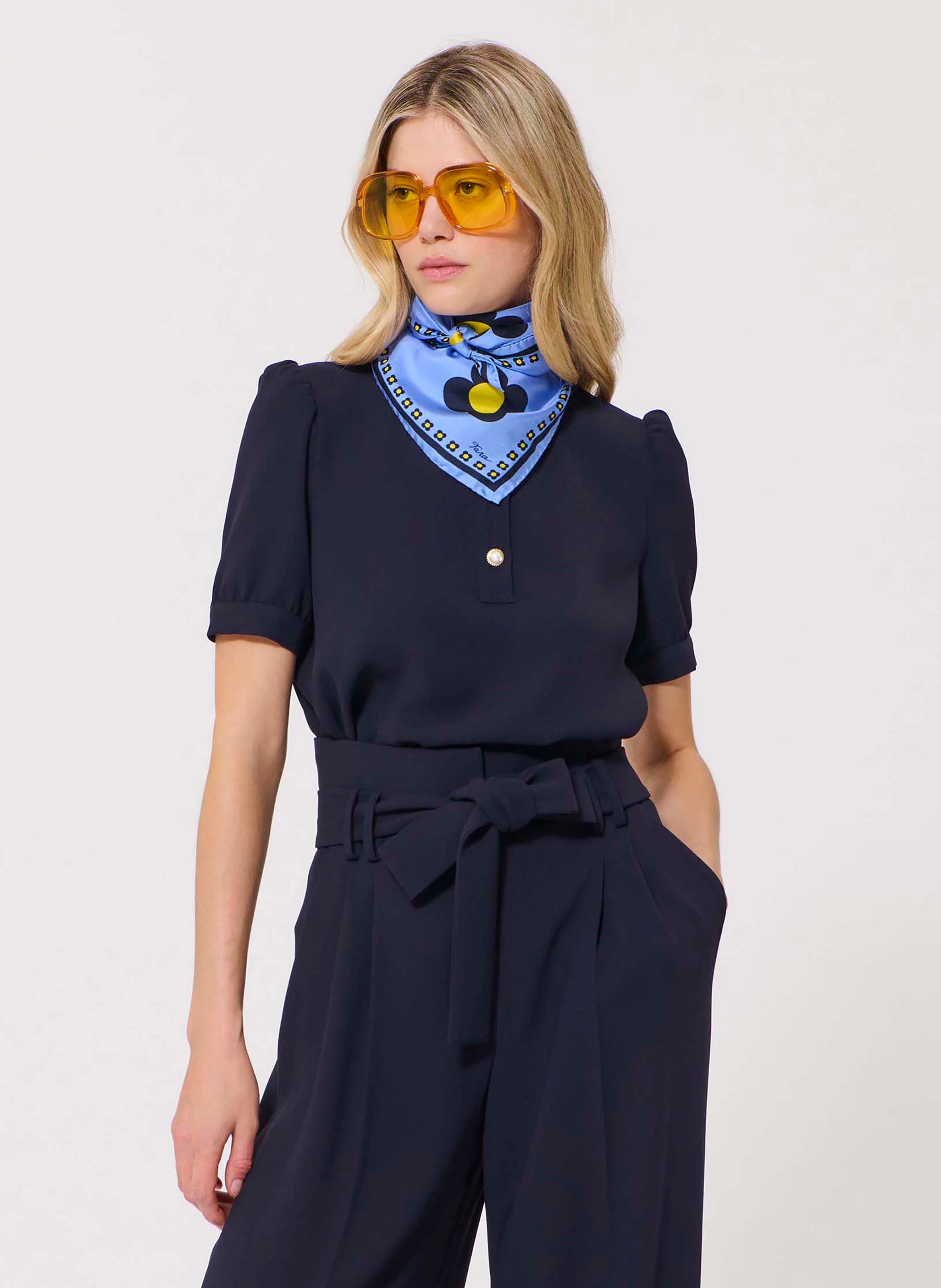 Printed silk scarf TARA JARMON Blue