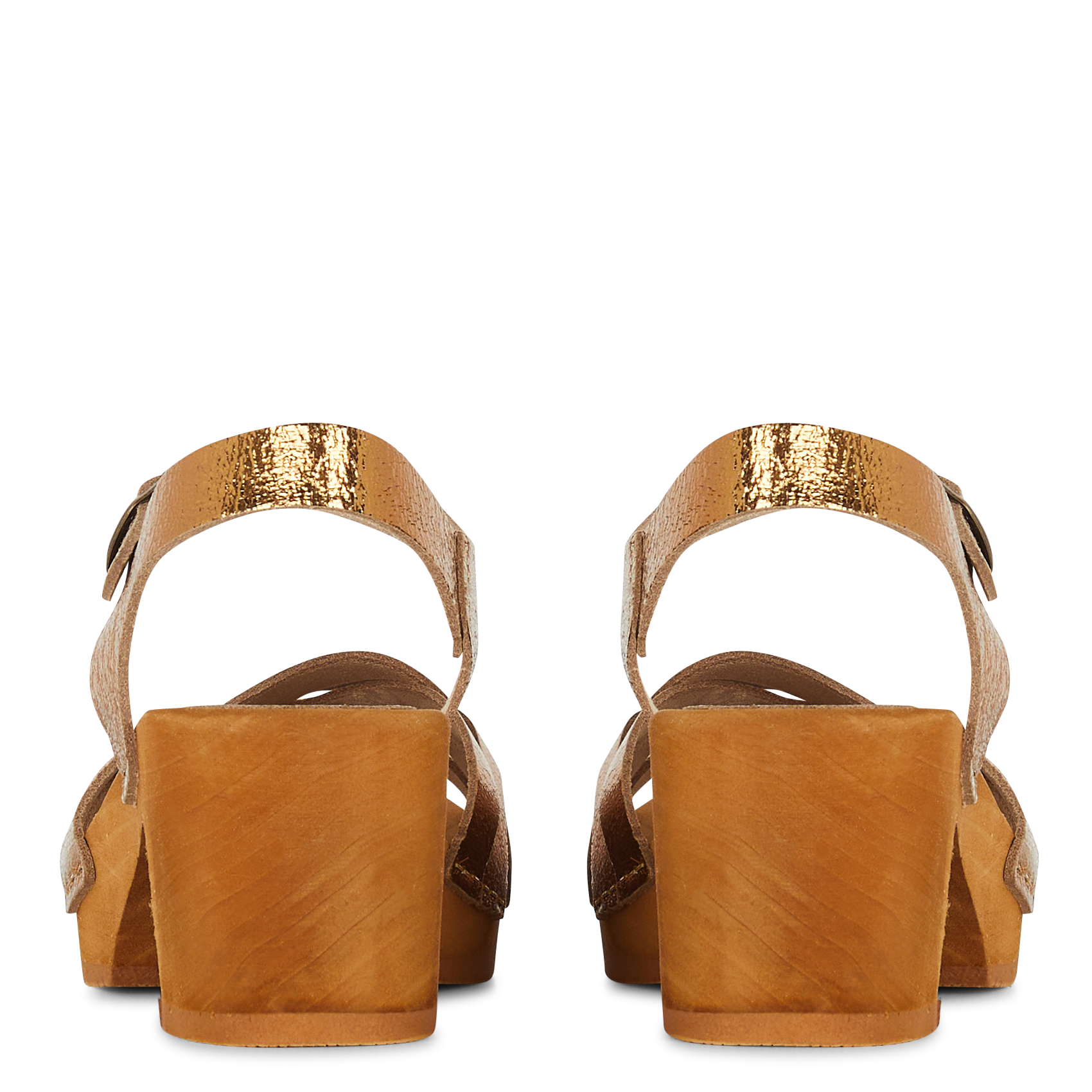 Sandalen mit überkreuzten Lederriemen und Absätzen BOSABO Golden