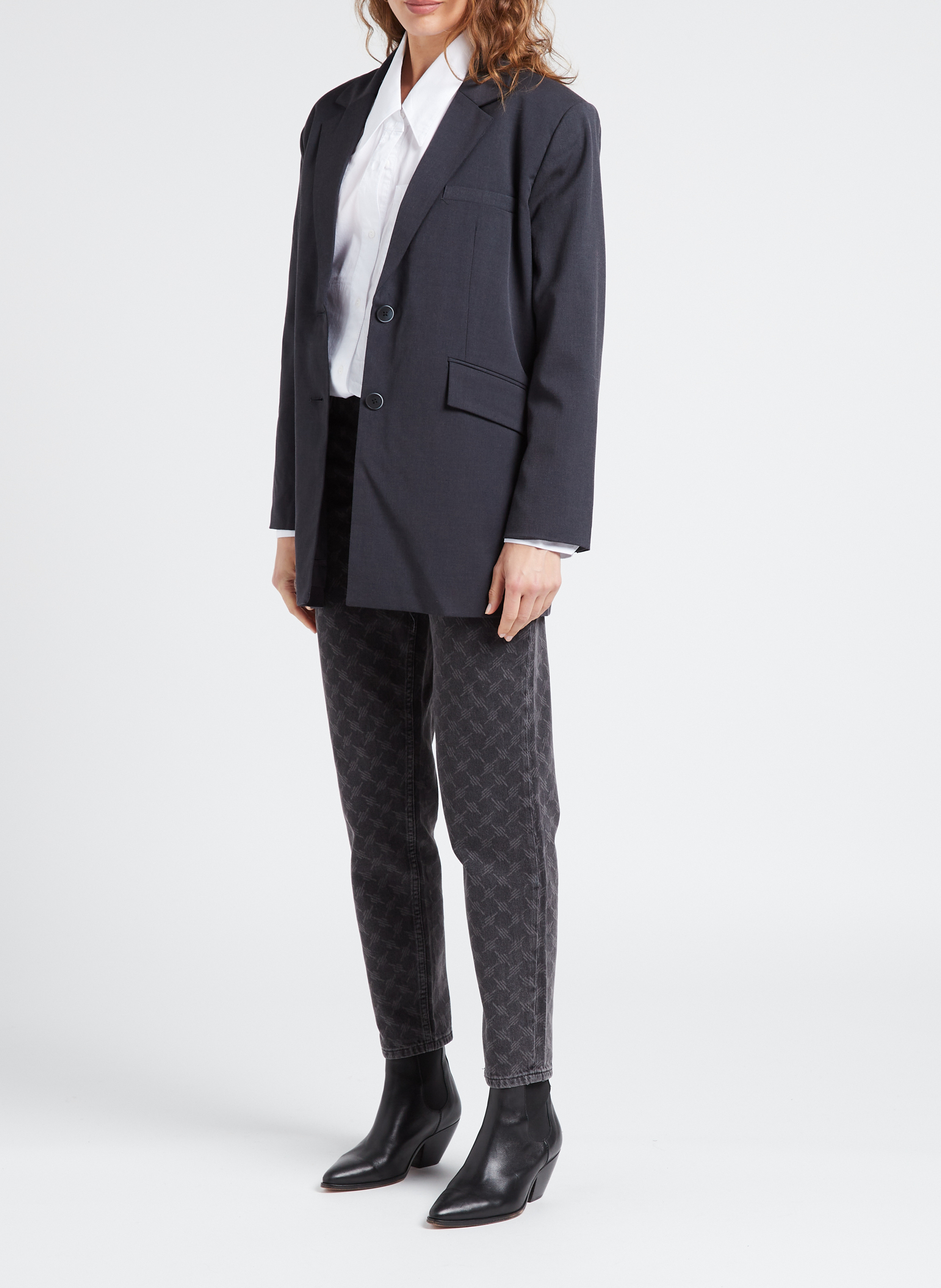 Recht jasje met reverskraag OBJECT Grijs