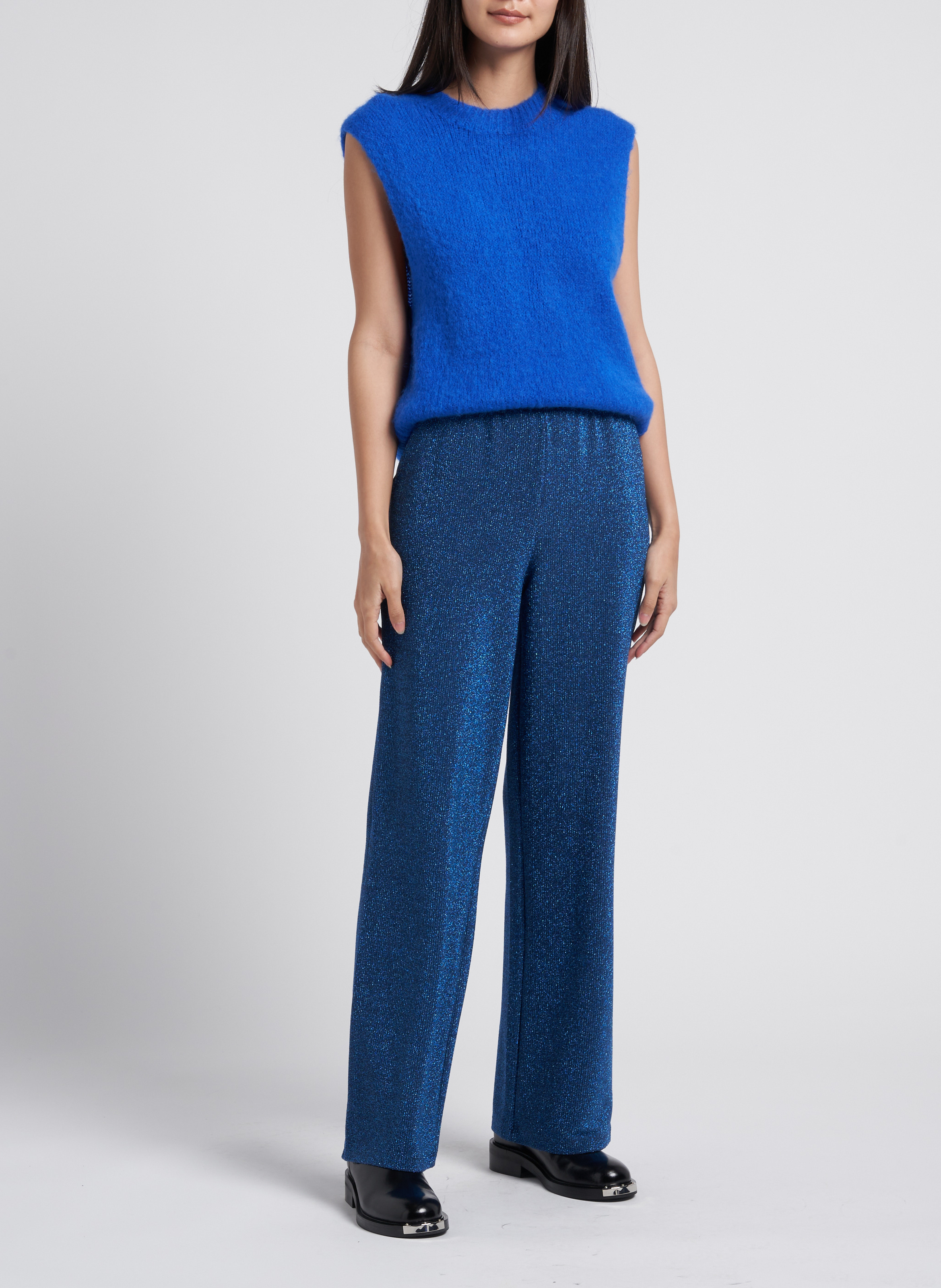 Glittery wide-leg ribbed pants INDEE Blue