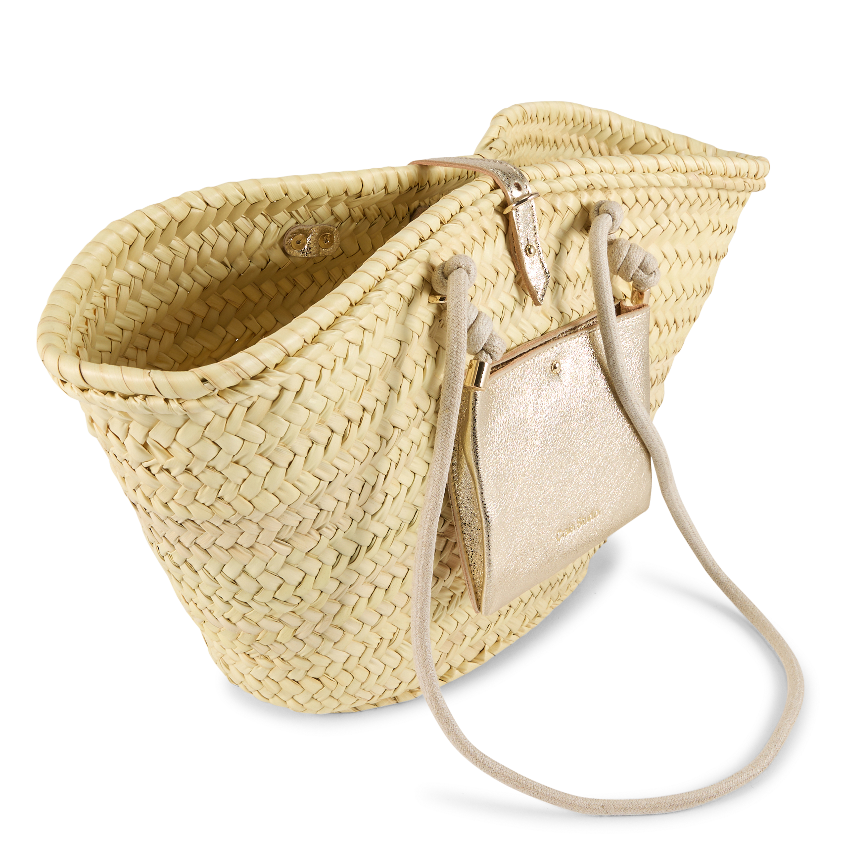 Gevlochten mand van doum CRAIE STUDIO Goudkleurig