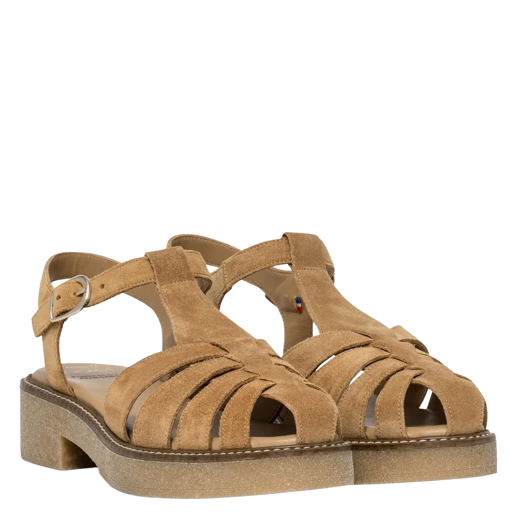 Strappy suede sandals BOCAGE Brown