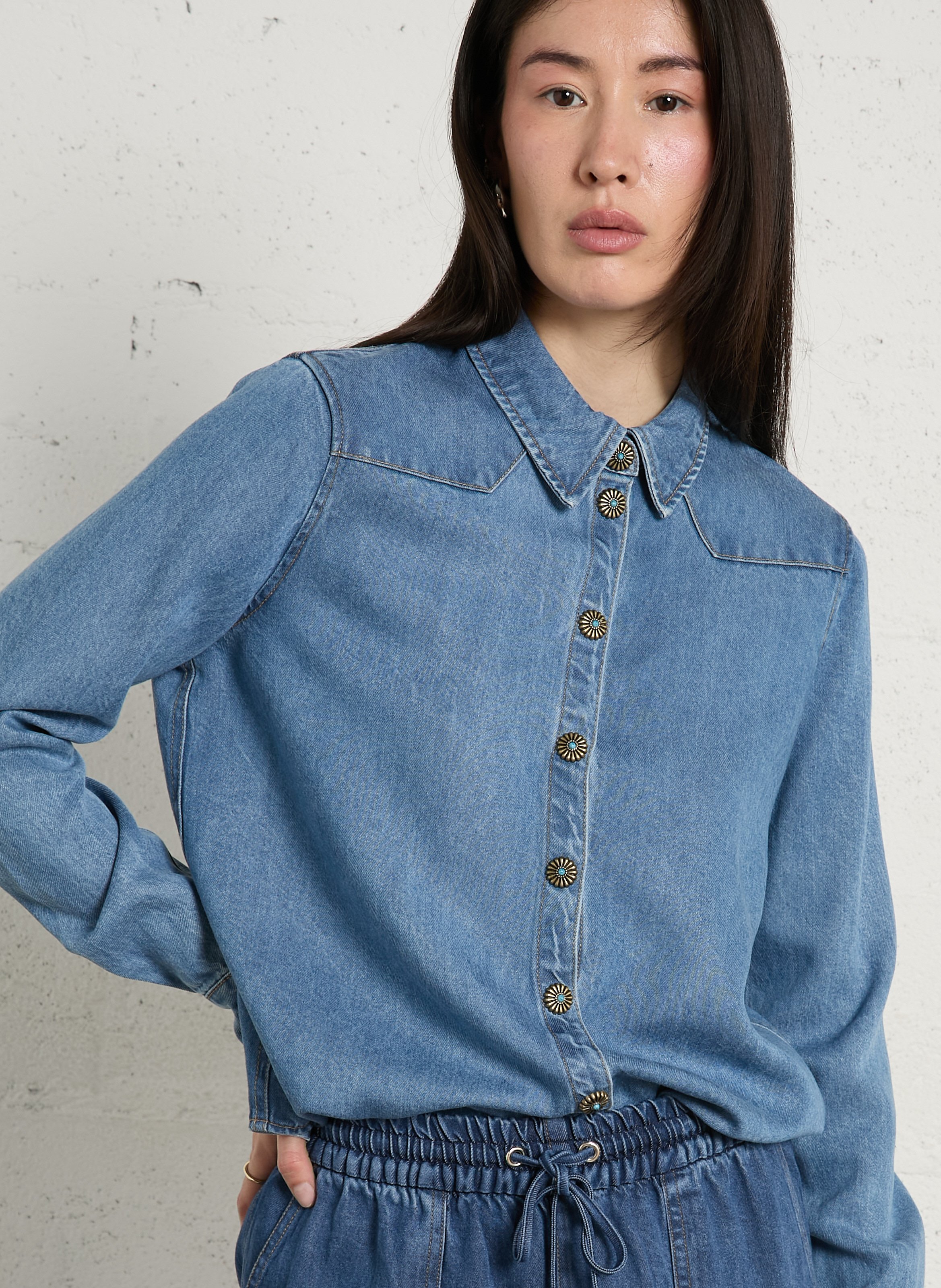 Rechte blouse BERENICE Blauw