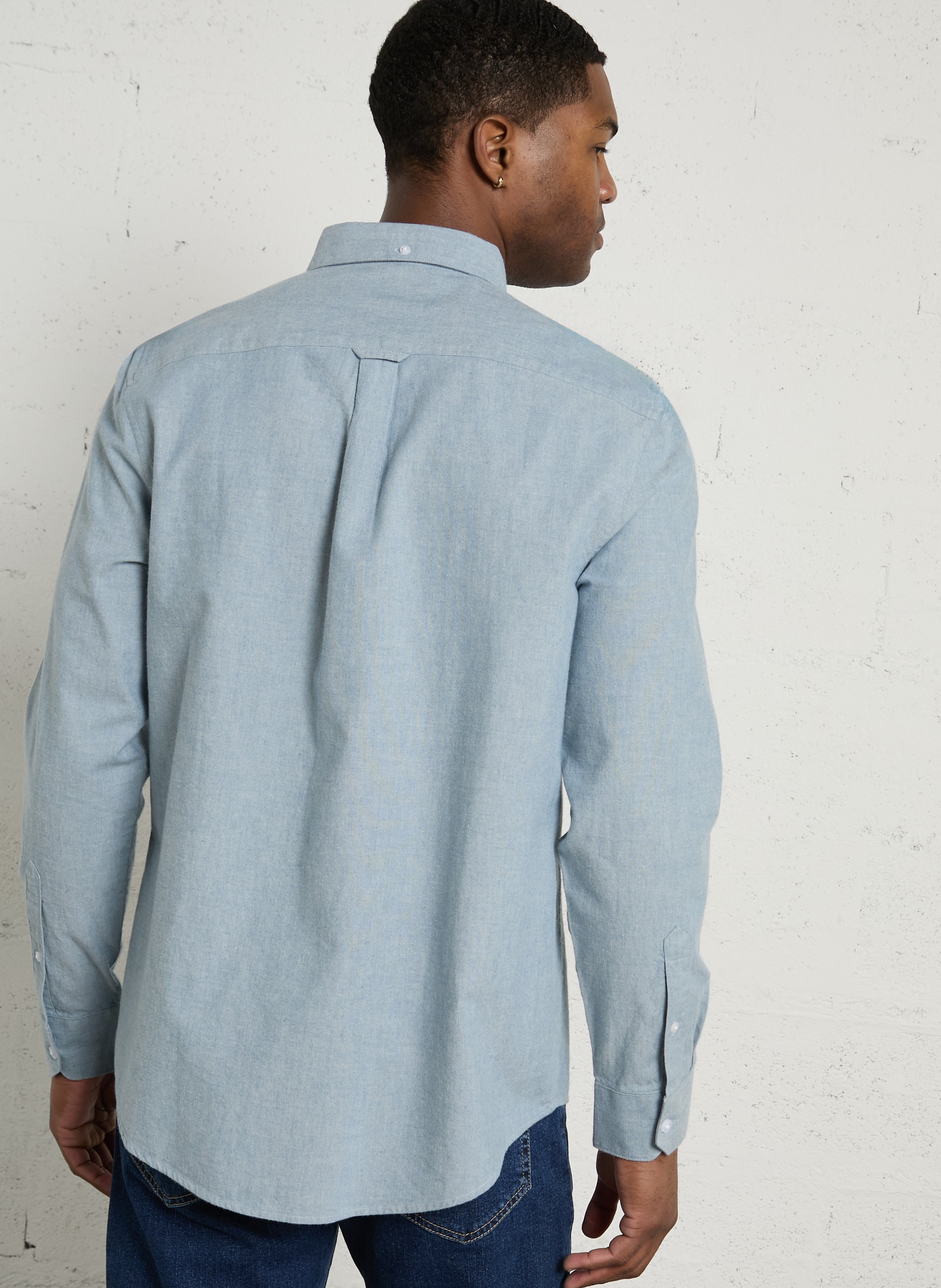 Chemise regular-fit col américain en coton bio FARAH Bleu