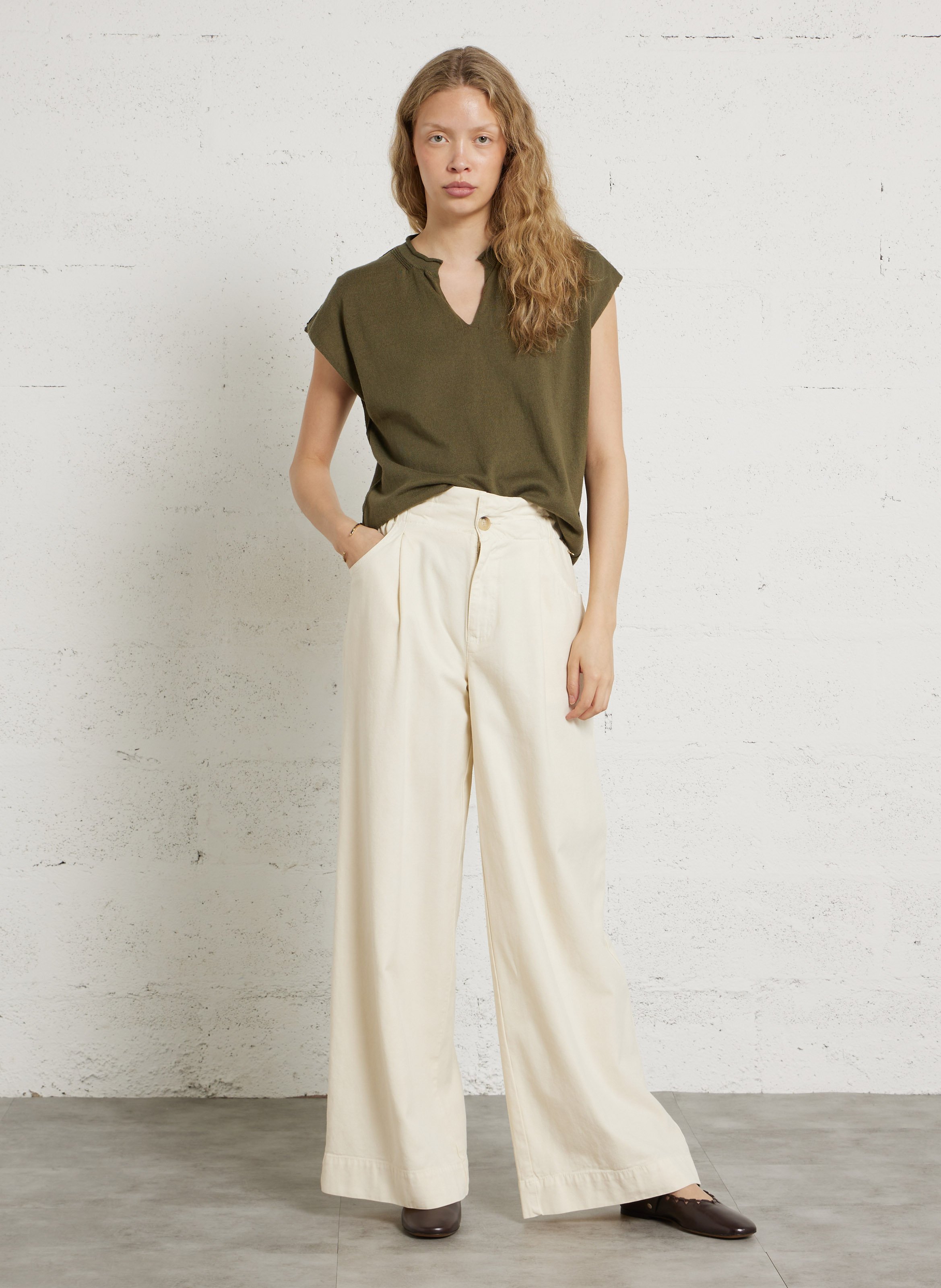 Pantalon large DES PETITS HAUTS Beige