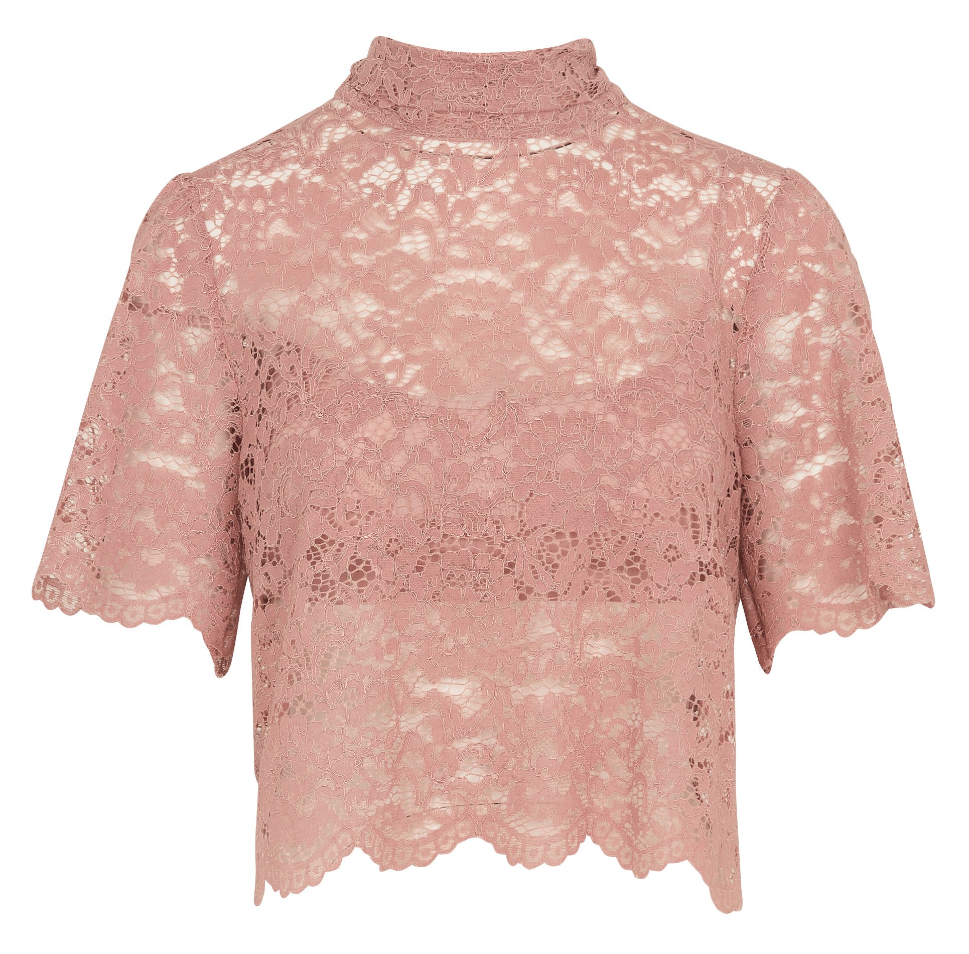 Rechte top van kant met opstaande kraag IMPERIAL Roze