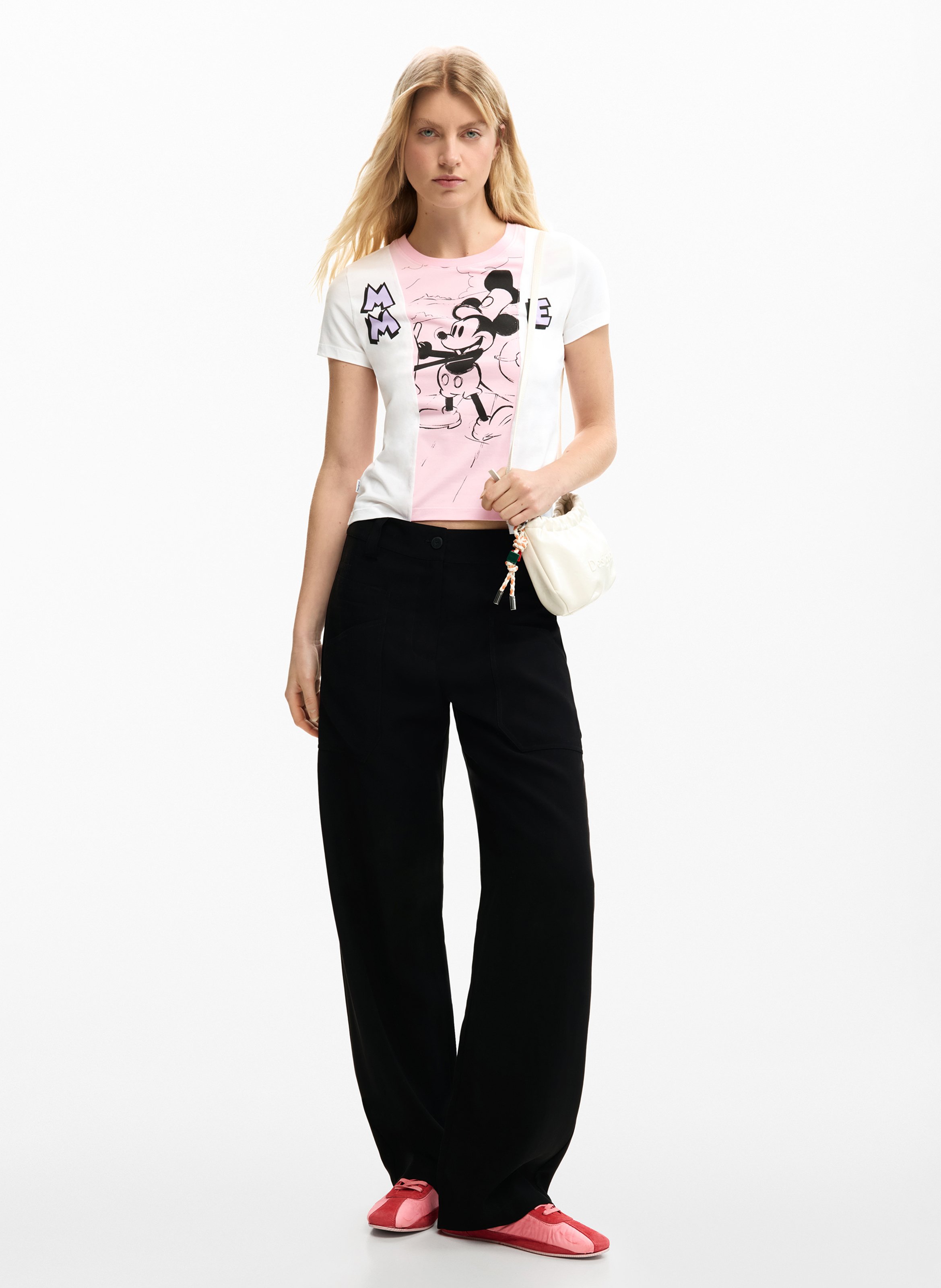 Recht T-shirt met ronde hals en print DESIGUAL Wit