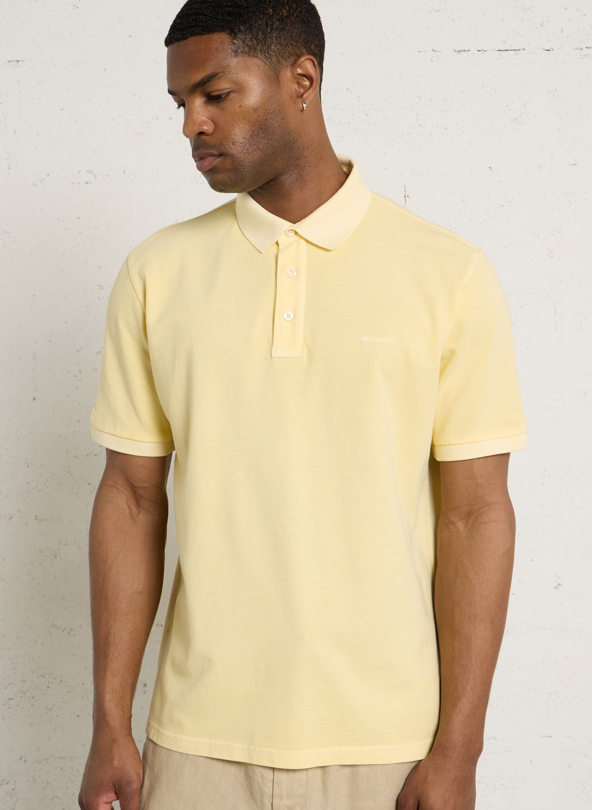 Straight cotton polo shirt GANT Yellow
