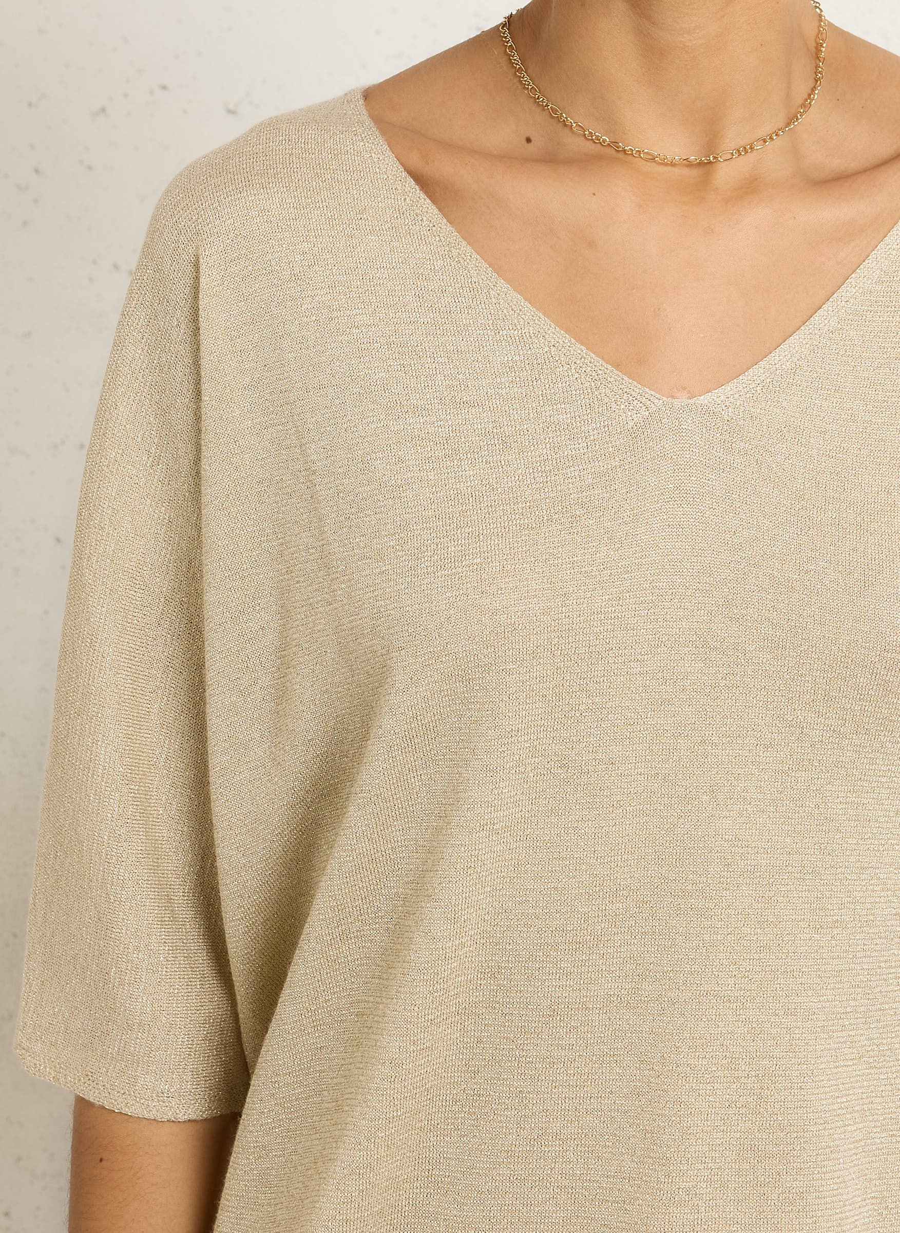 Pull col V oversize pailleté SUD EXPRESS Doré