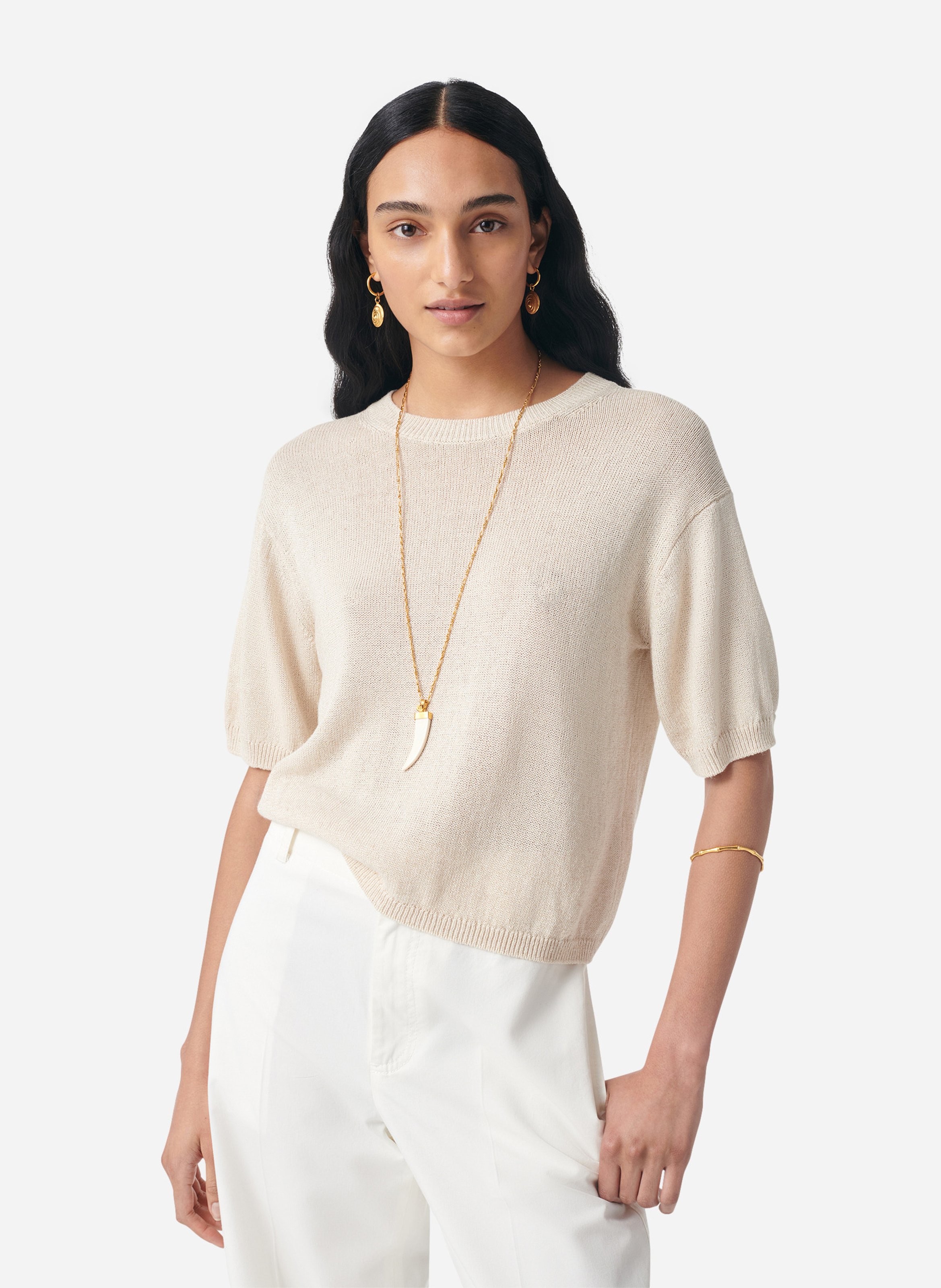 Pull manches courtes en maille fine VANESSA BRUNO