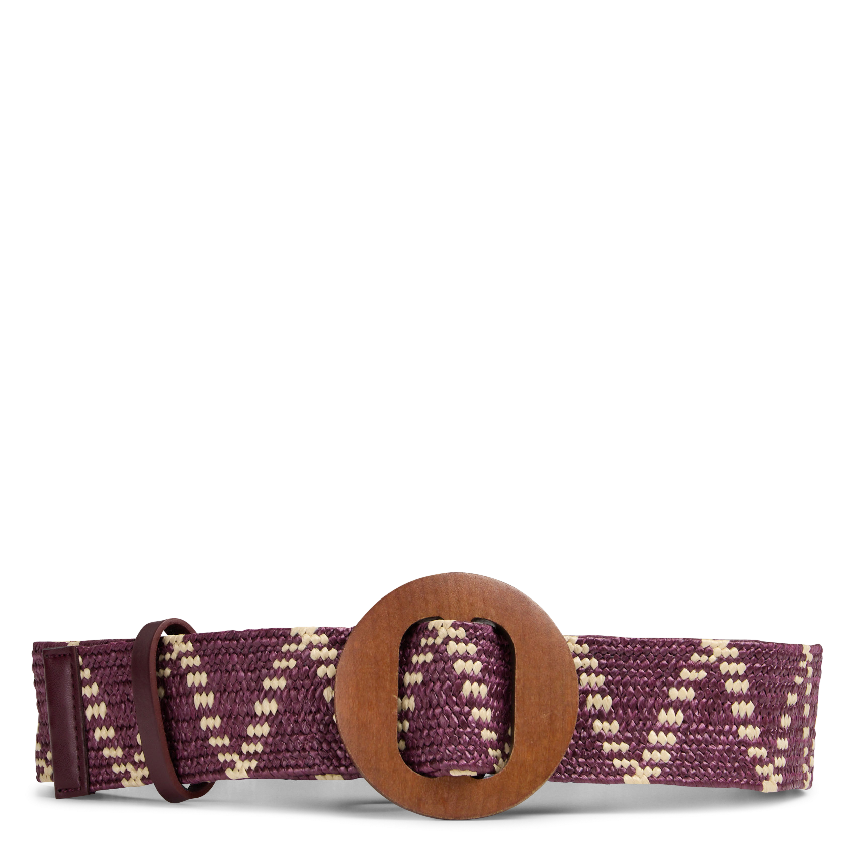 Wide elastic belt with wooden buckle LA FEE MARABOUTEE Purple