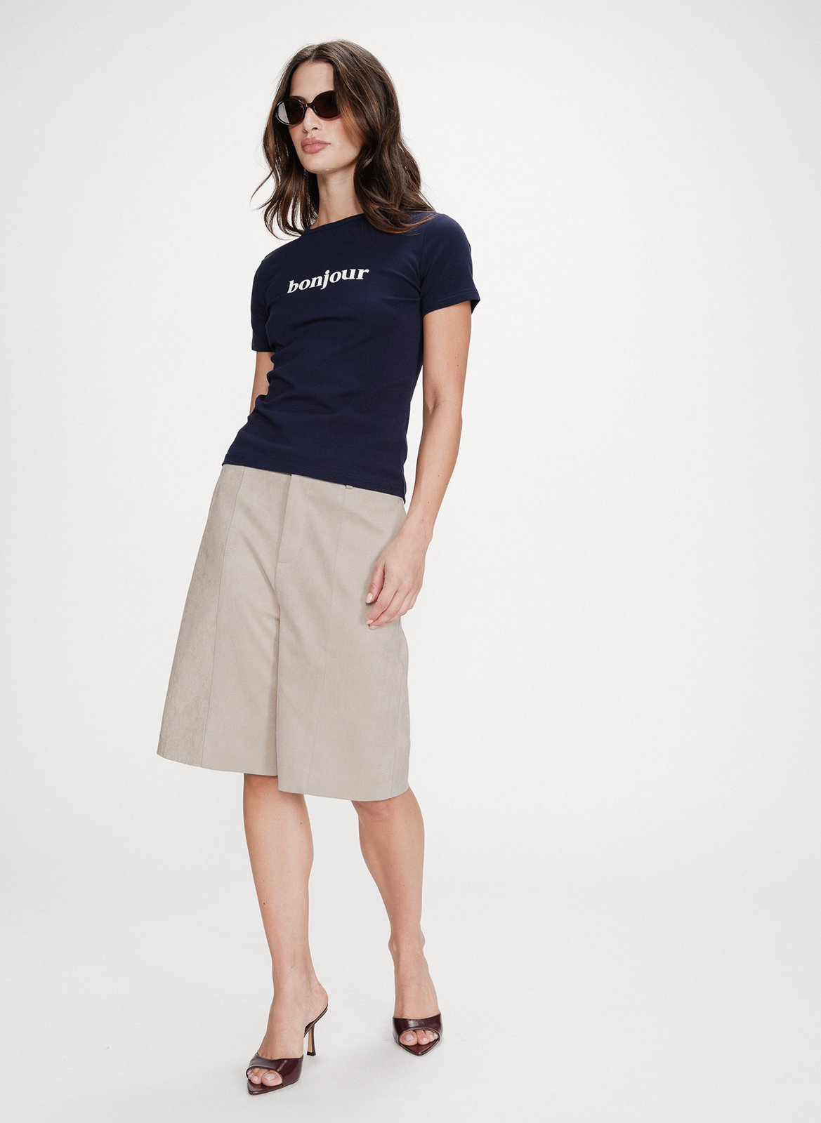 Einfarbiges Langarm-Top mit Rundhalsausschnitt GRACE ET MILA Blau