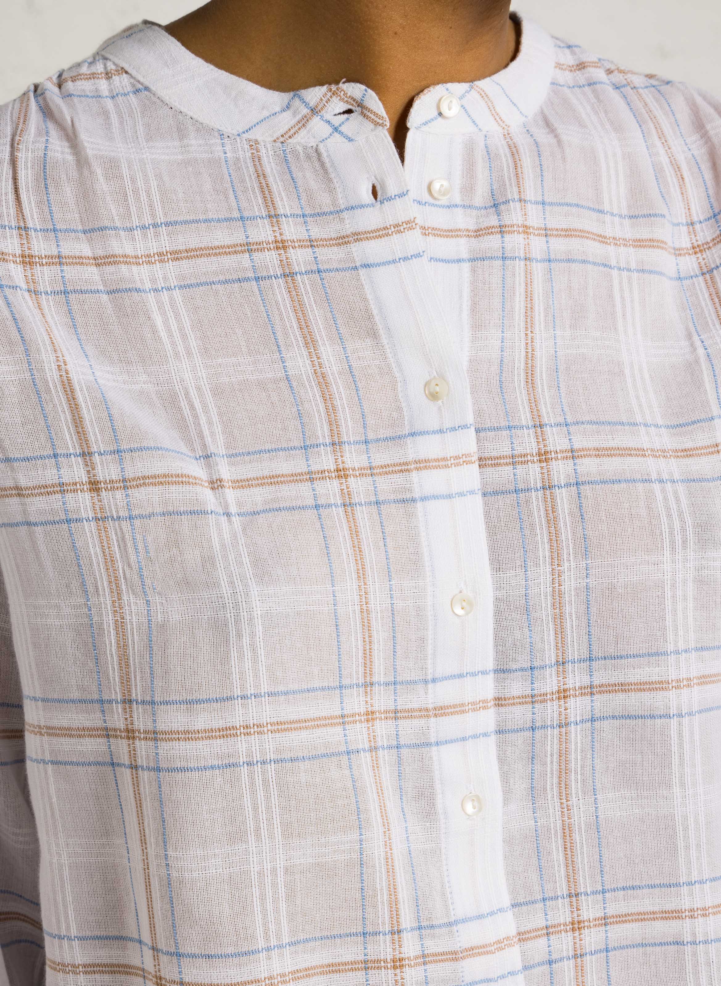 Chemisier imprimé à carreaux MAISON 123 Blanc