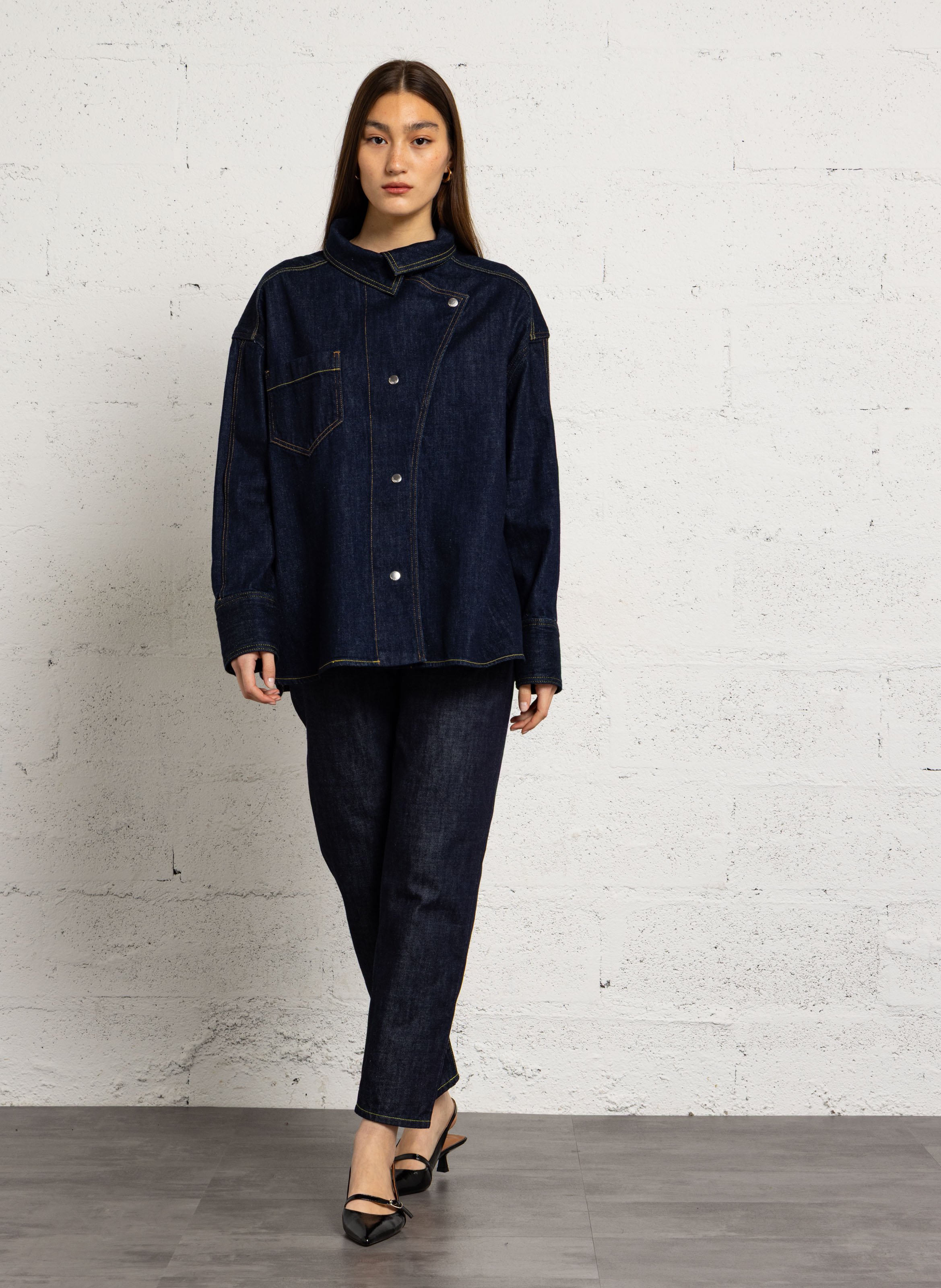 Veste en jean oversize en coton MARGAUX LONNBERG Bleu