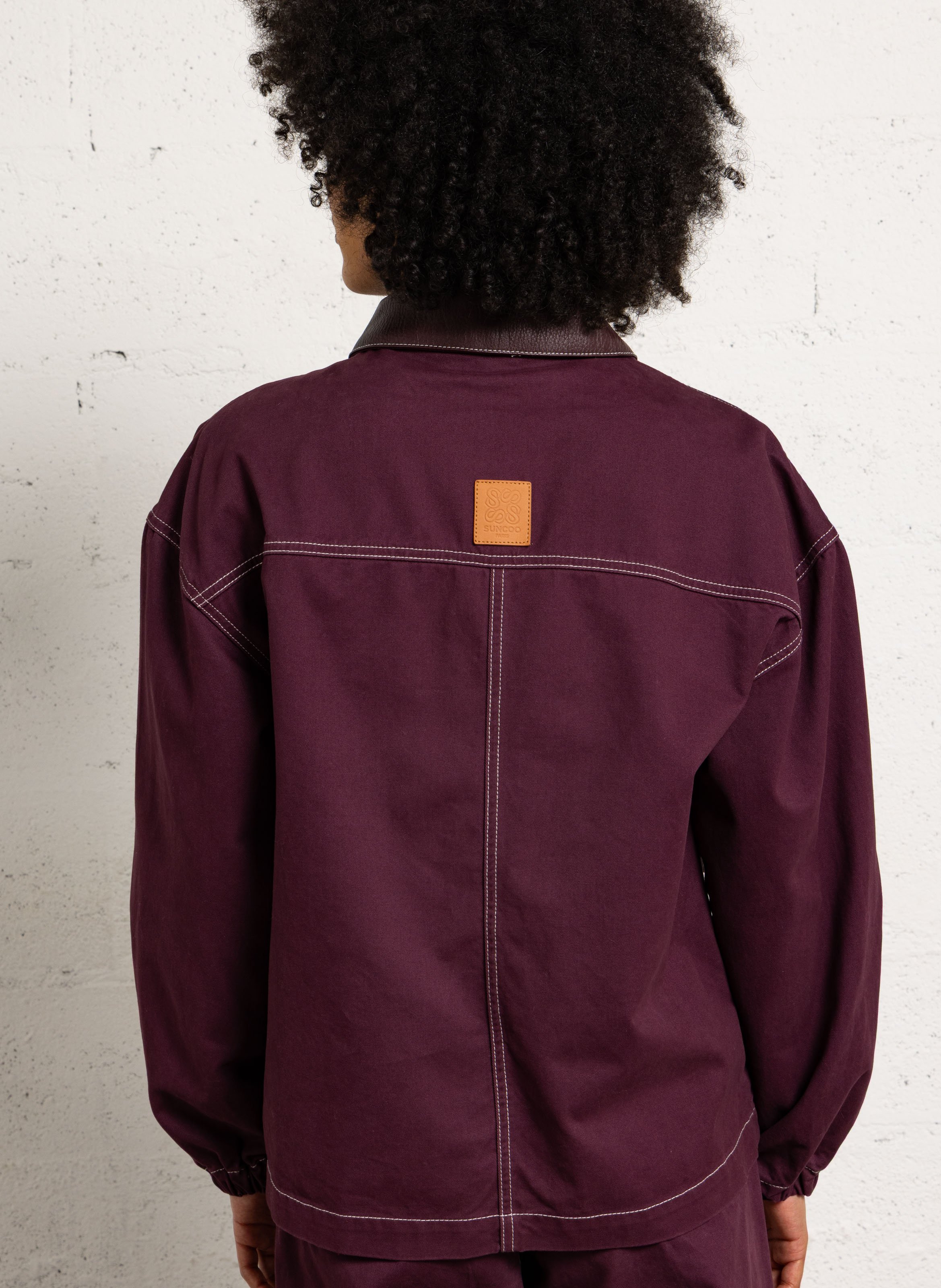 Straight jacket with contrast stitching SUNCOO Plums