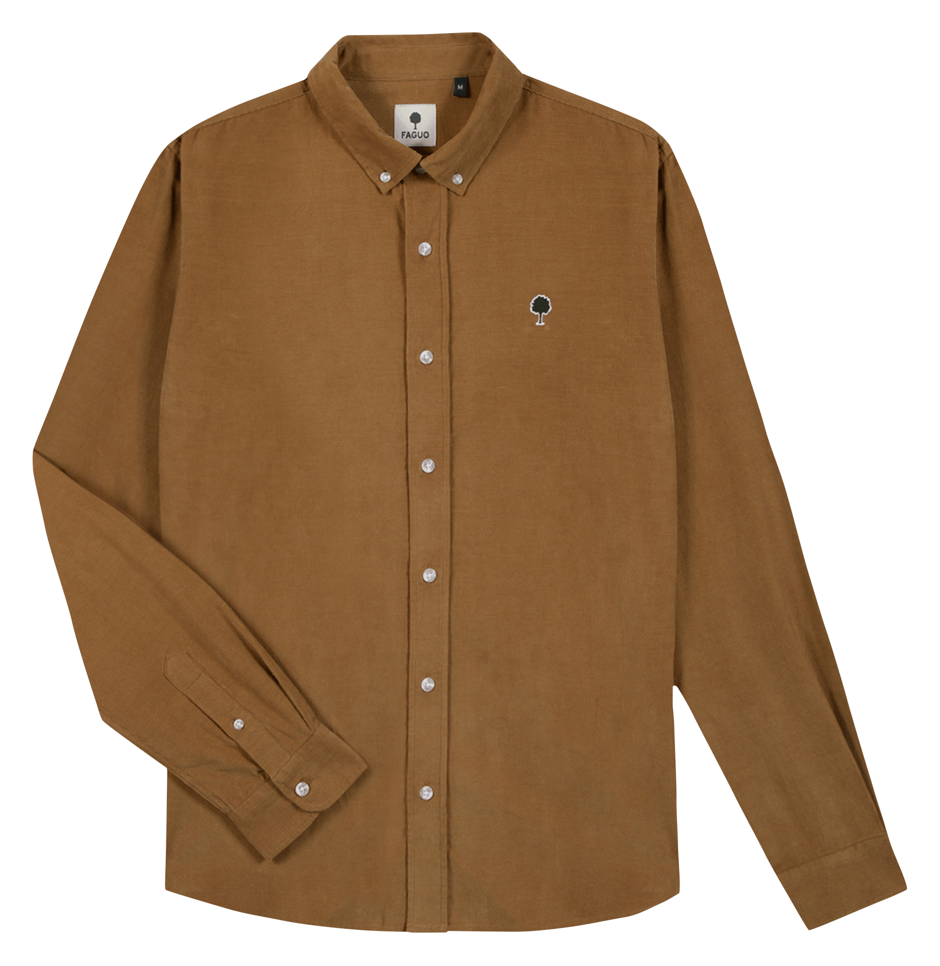 Chemise col classique en coton FAGUO Marron