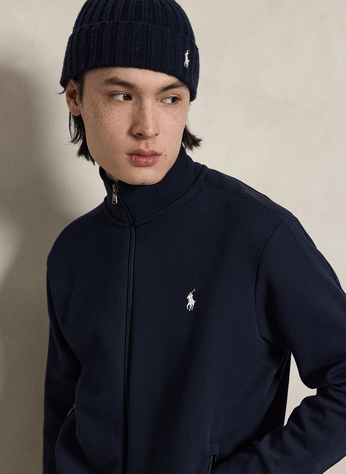Straight high-neck cotton blend vest POLO RALPH LAUREN Blue