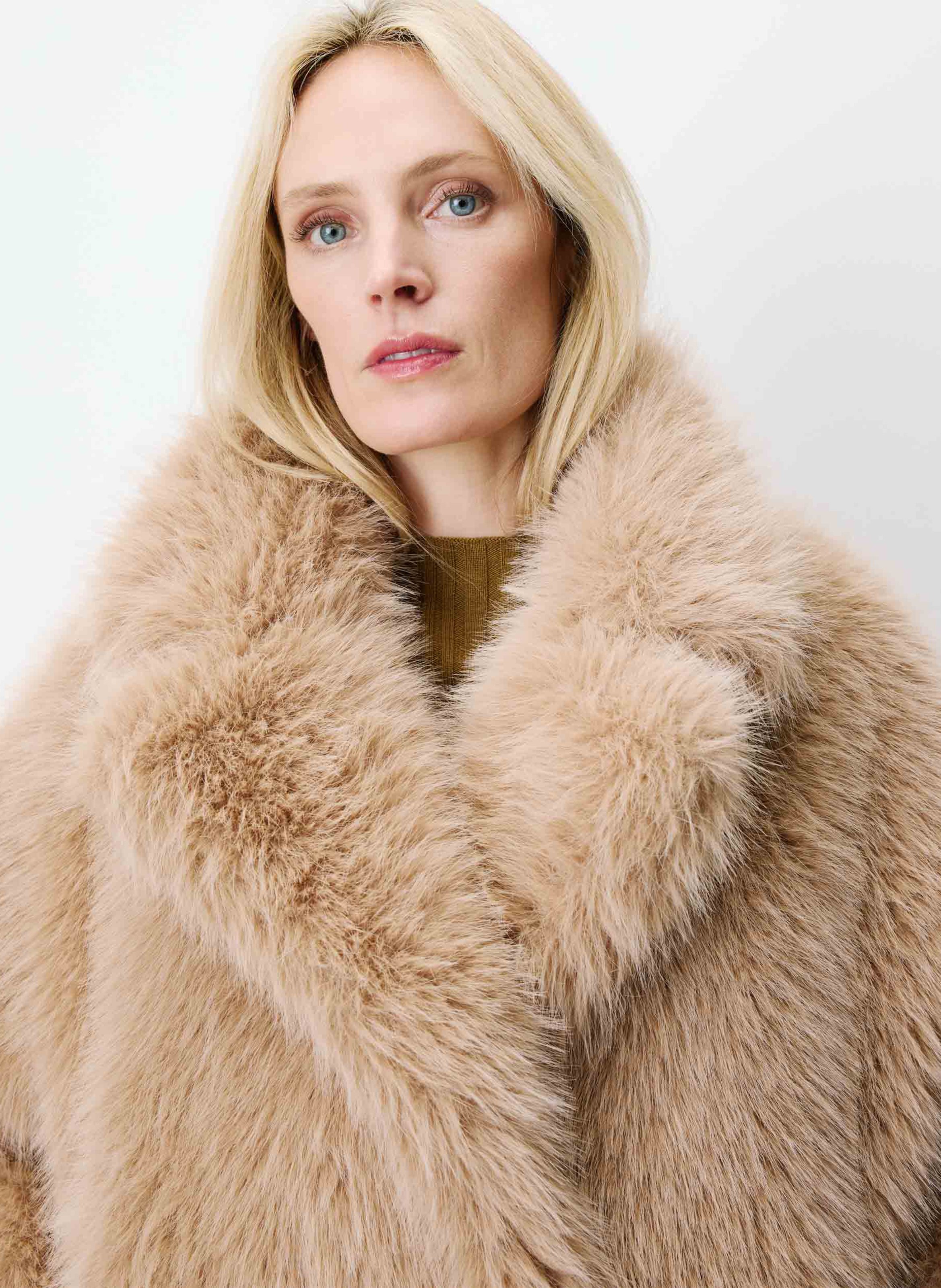 Jas met reverskraag van imitatiebont GRACE ET MILA Beige