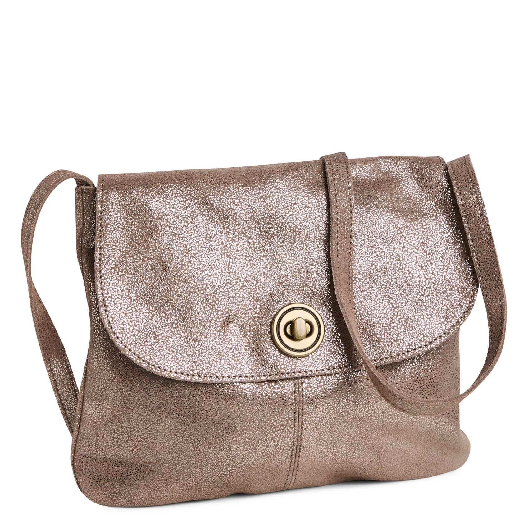 Schoudertas in glanzend leer PIECES Beige