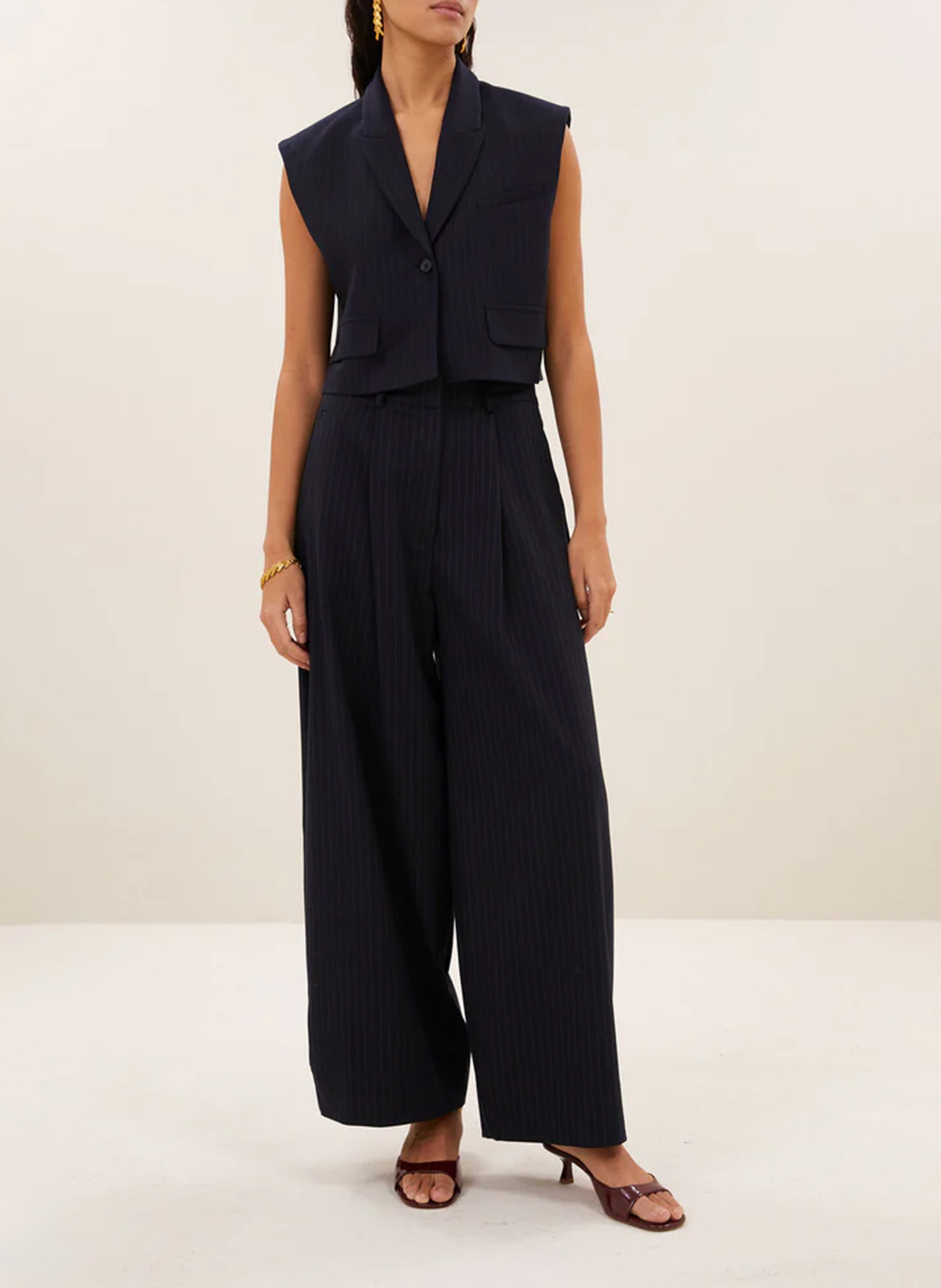 Mouwloos blazervest met kraag BY BAR Blauw