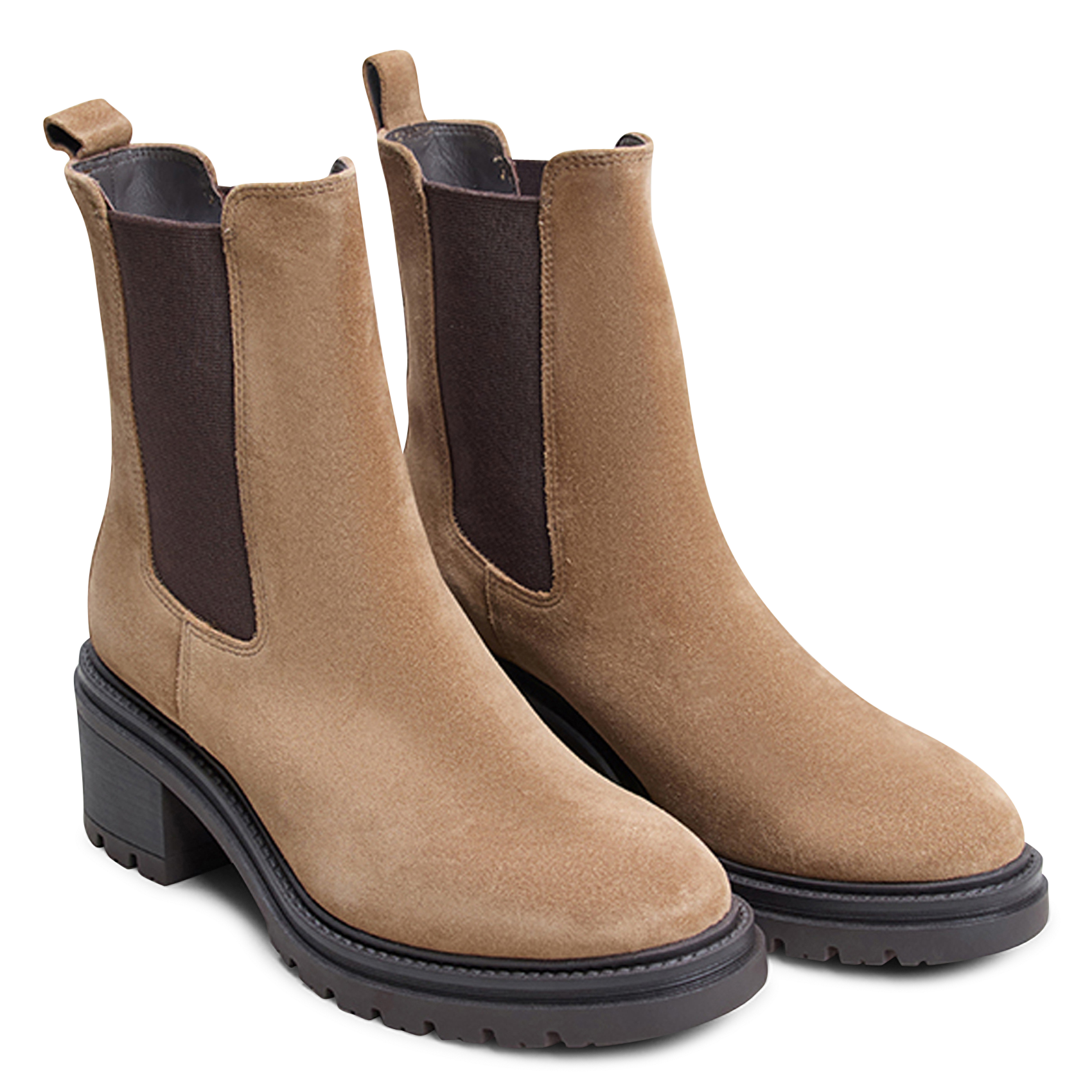 Chelsea boots van suède met profielzolen JONAK Beige